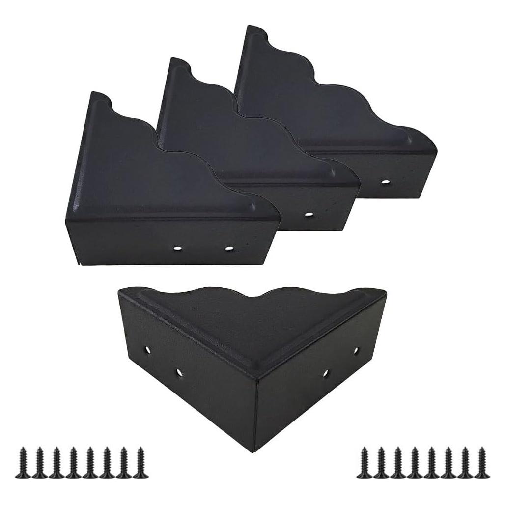 Protectores de Esquinas de Metal Negro Hetyskluy - Paquete de 4