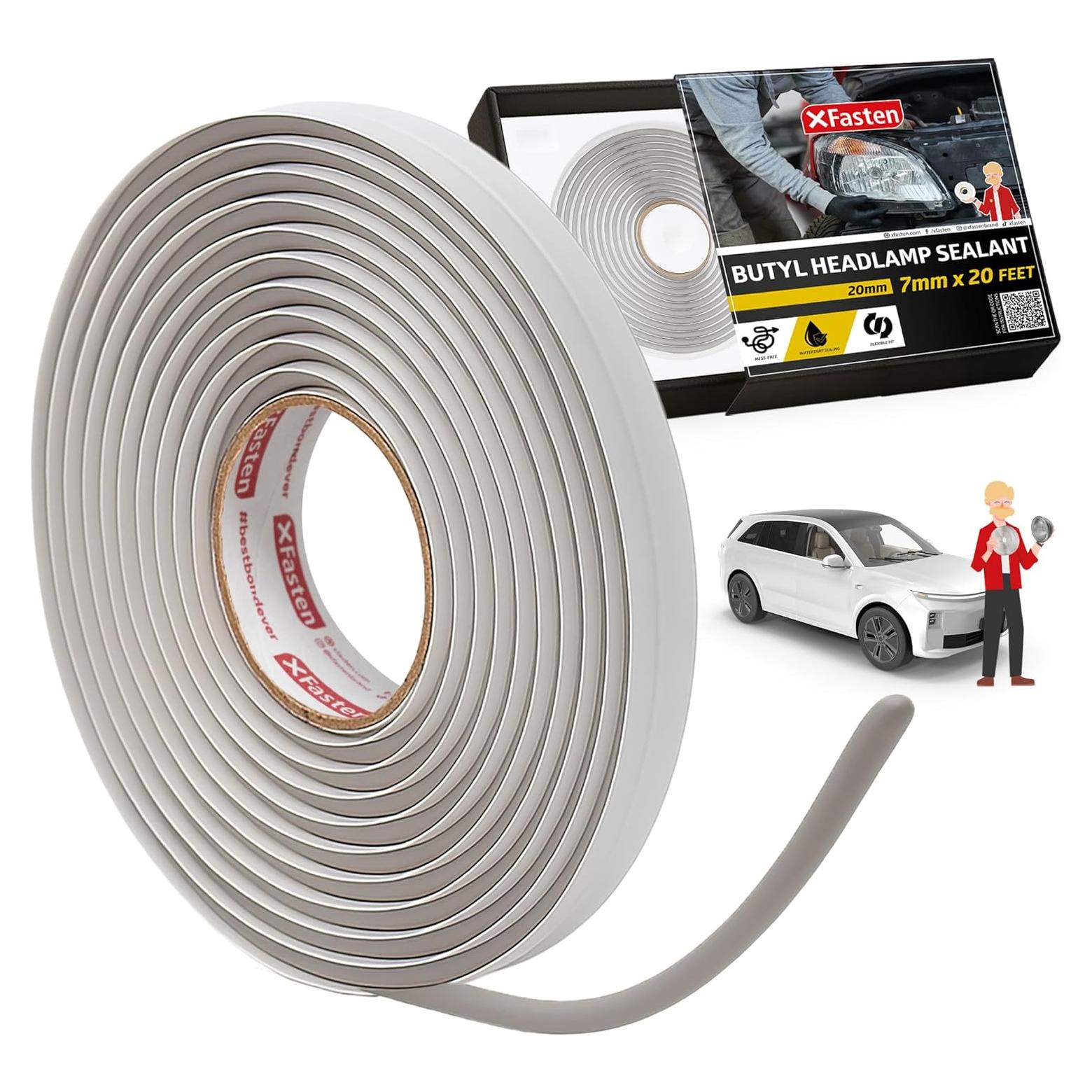 Cinta de Butilo XFasten 6.1m Gris para Sellado de Faros