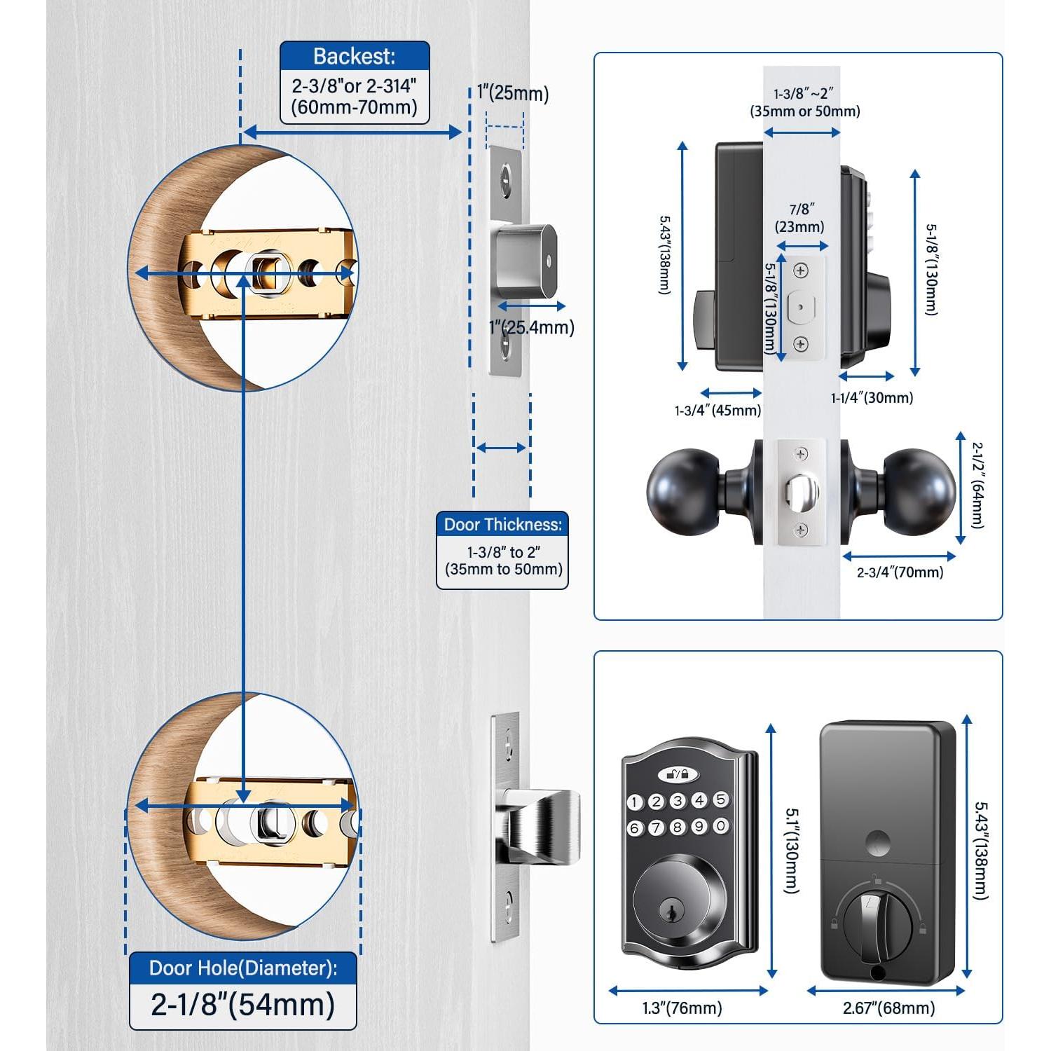 Cerradura Electrónica Zafano DT1211 con Teclado y Perillas