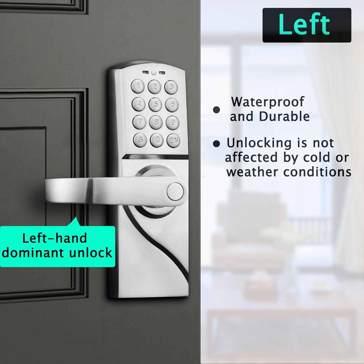 Cerradura de puerta digital Pionevox con teclado - Plateada