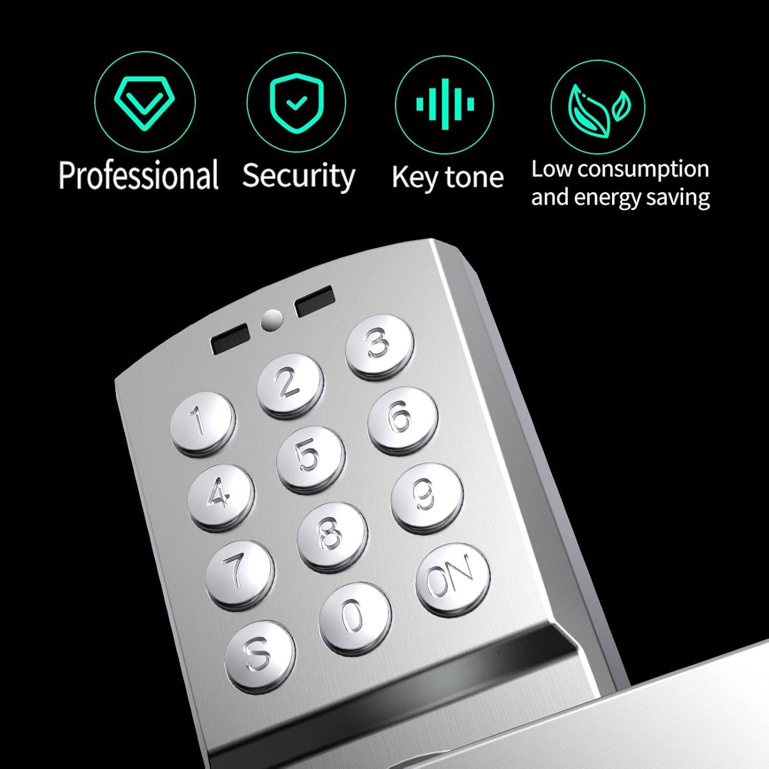 Cerradura de puerta digital Pionevox con teclado - Plateada