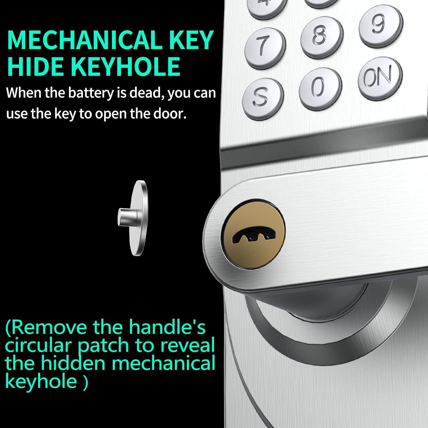 Cerradura de puerta digital Pionevox con teclado - Plateada