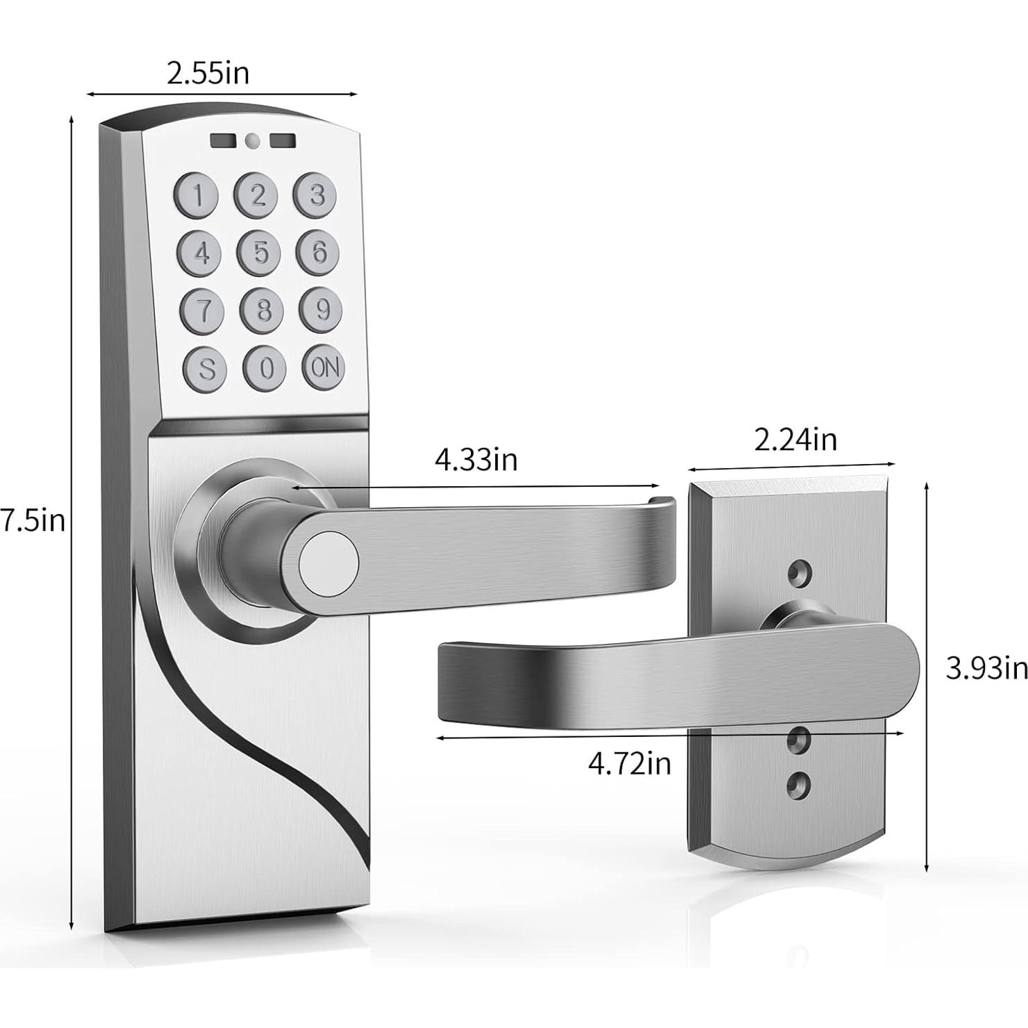 Cerradura de puerta digital Pionevox con teclado - Plateada