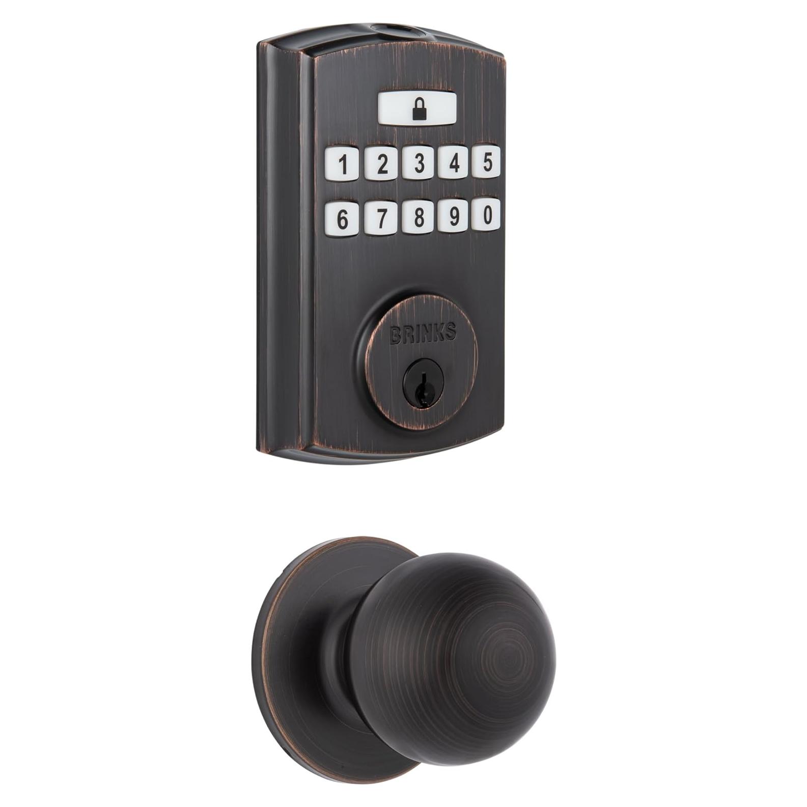 Cerradura Electrónica Brinks 4392-Parent, Alta Seguridad, Bronce Toscano