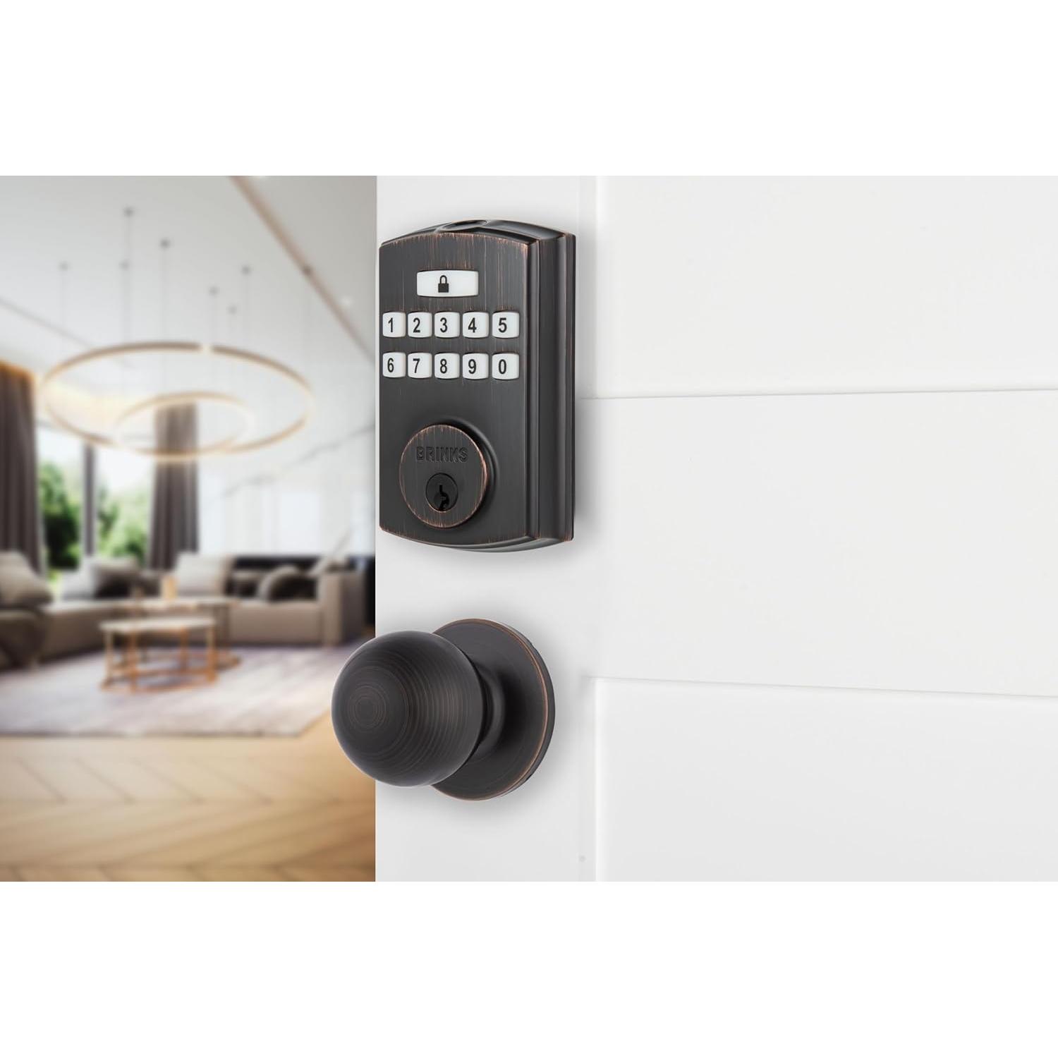 Cerradura Electrónica Brinks 4392-Parent, Alta Seguridad, Bronce Toscano