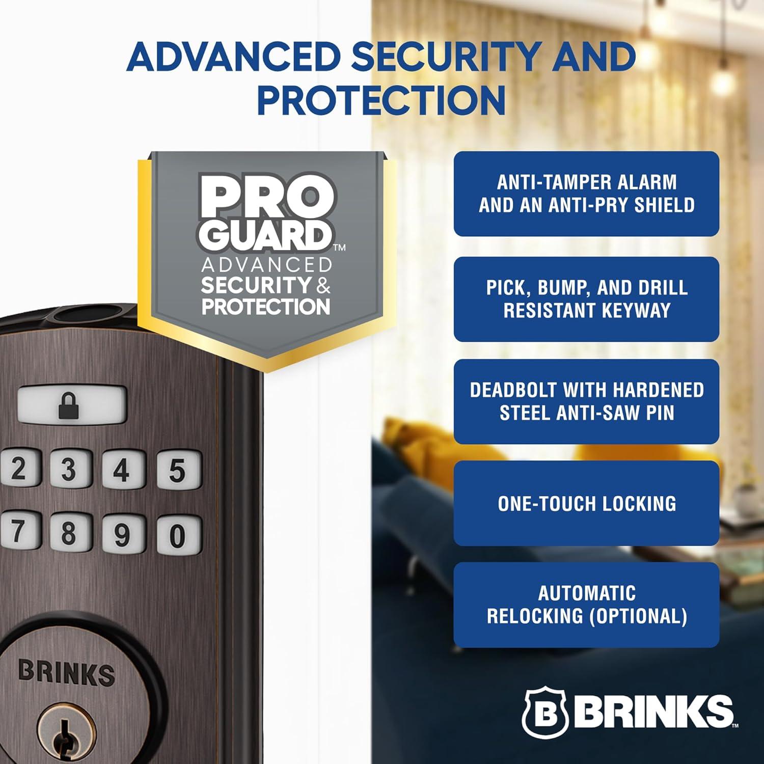 Cerradura Electrónica Brinks 4392-Parent, Alta Seguridad, Bronce Toscano