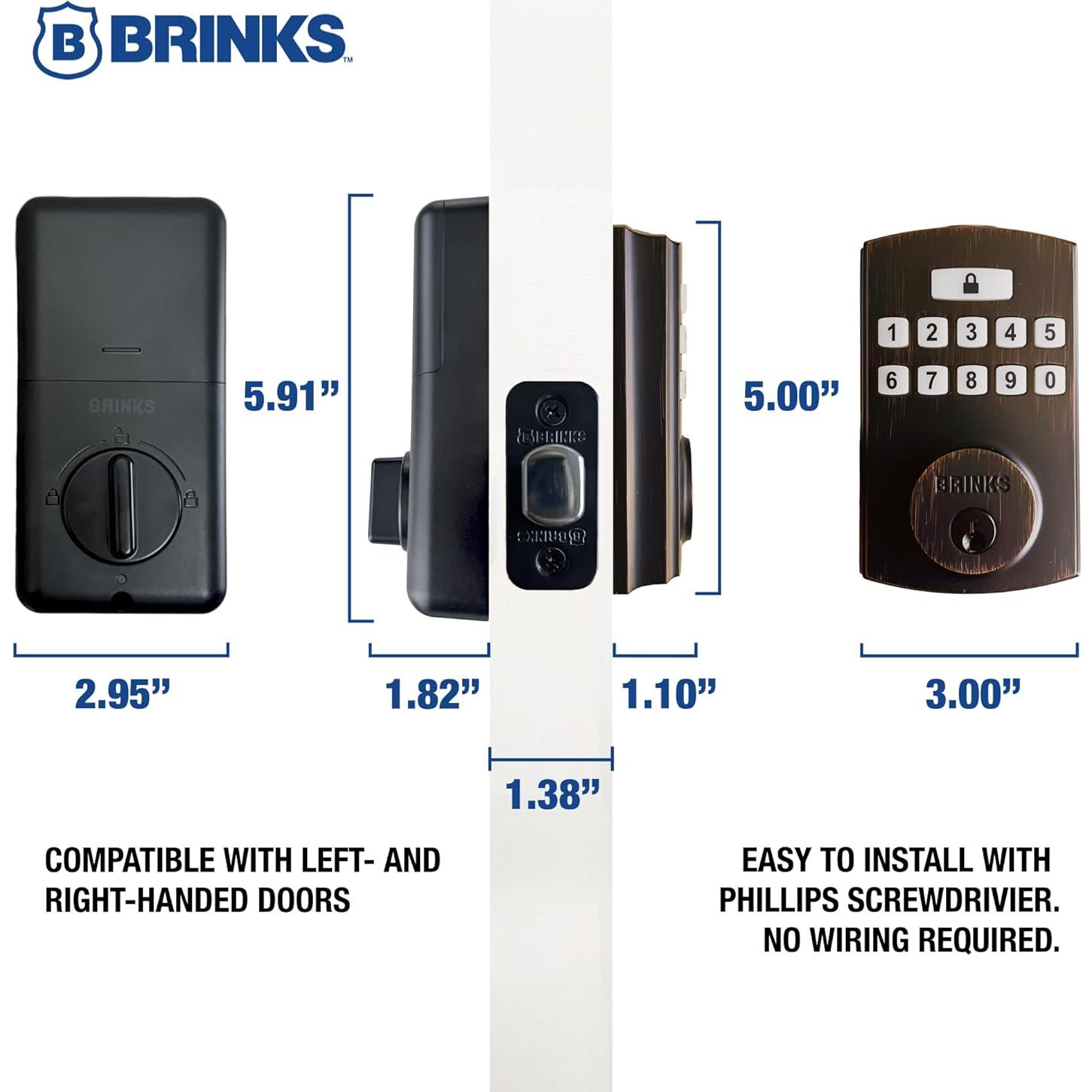 Cerradura Electrónica Brinks 4392-Parent, Alta Seguridad, Bronce Toscano