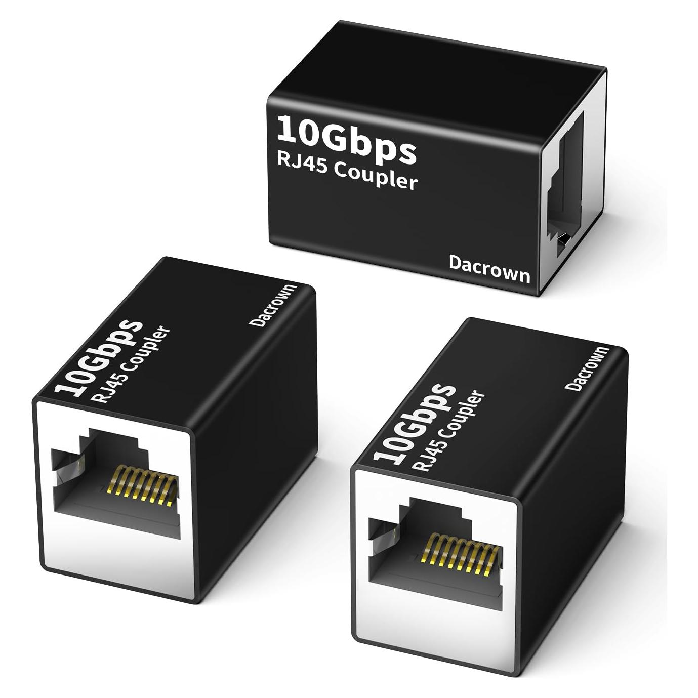Acoplador RJ45 Ethernet Dacrown 10Gbps 3Pack Extensor 100m