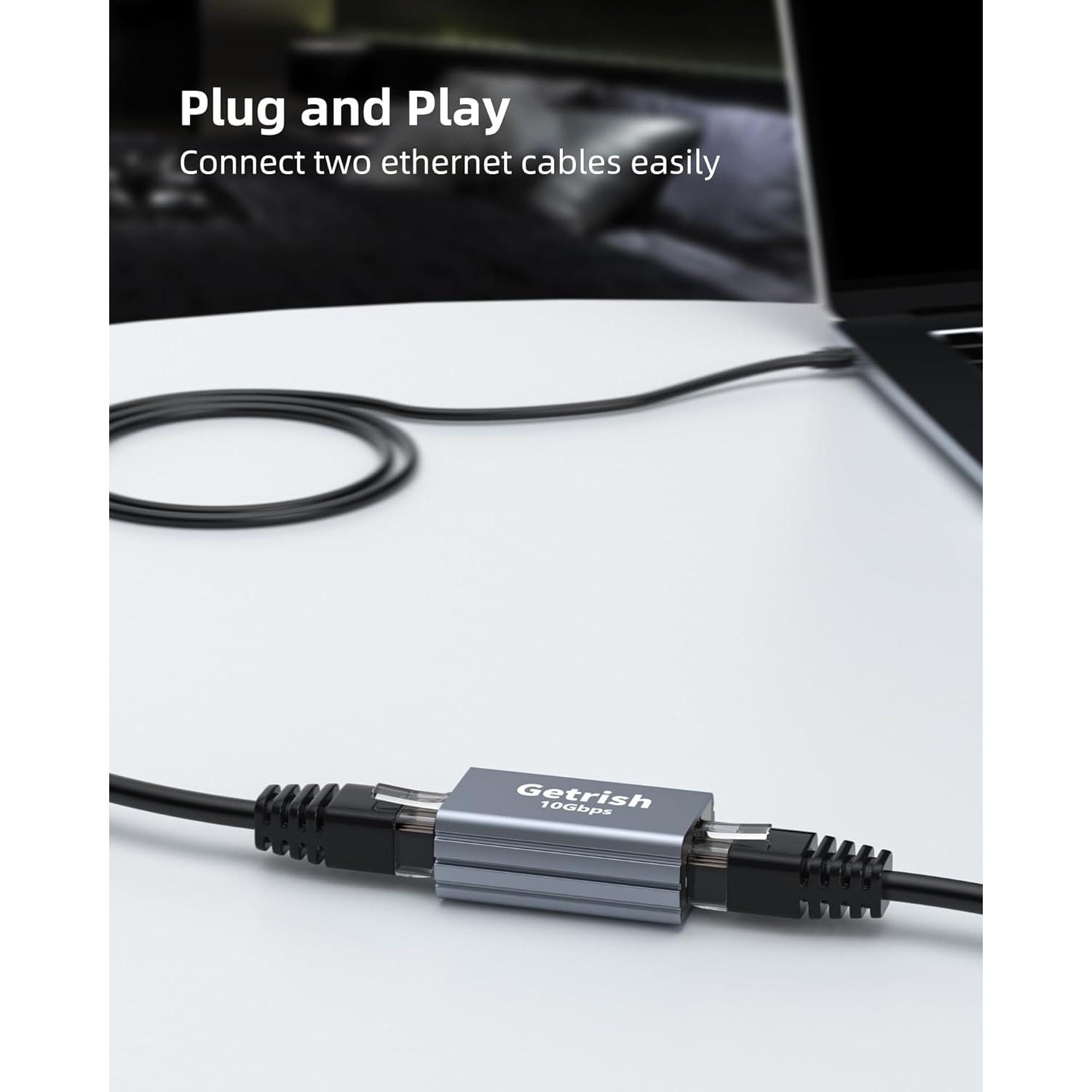 Acoplador Ethernet 10Gbps Getrish, Extensor RJ45 Femenino 2 Pzas