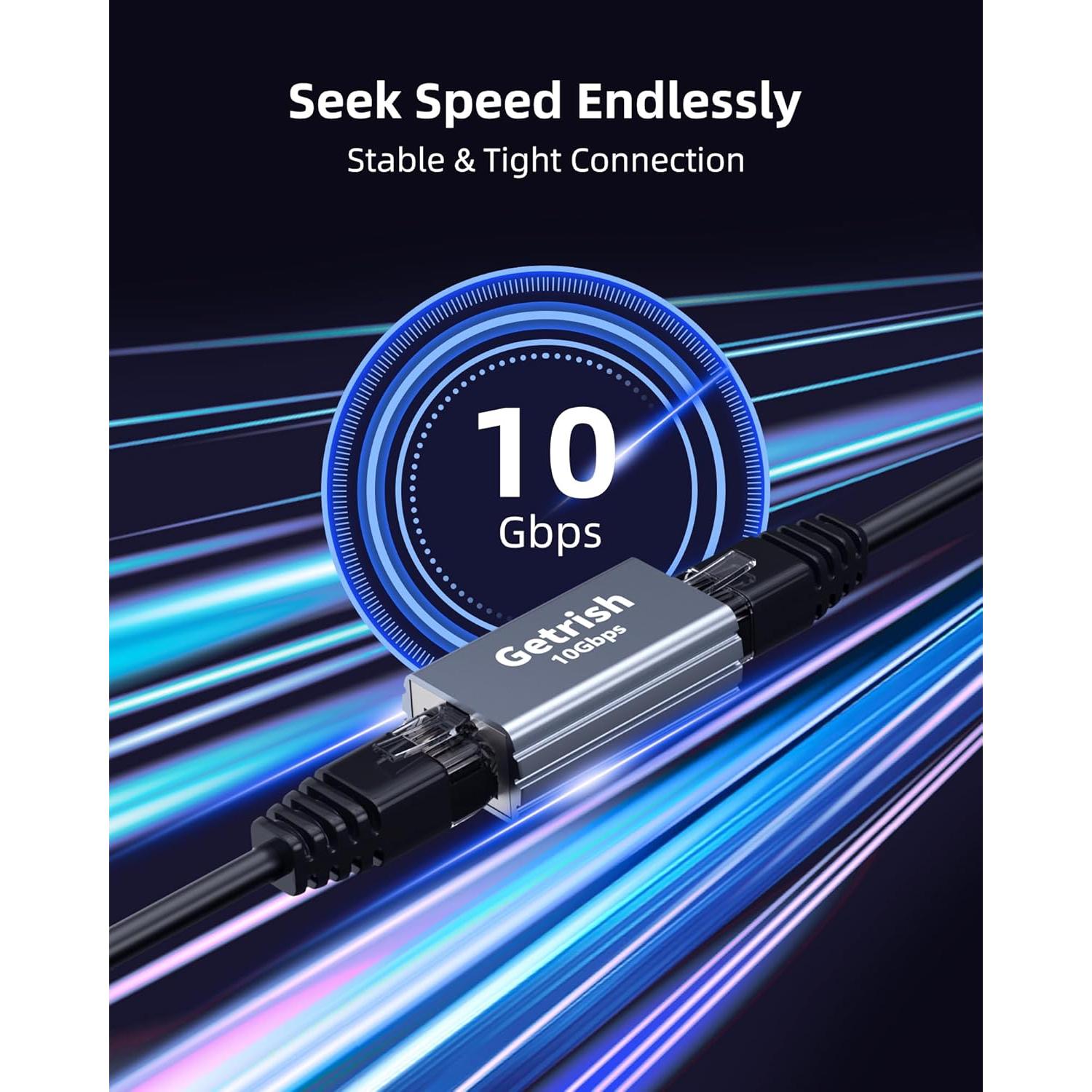 Acoplador Ethernet 10Gbps Getrish, Extensor RJ45 Femenino 2 Pzas