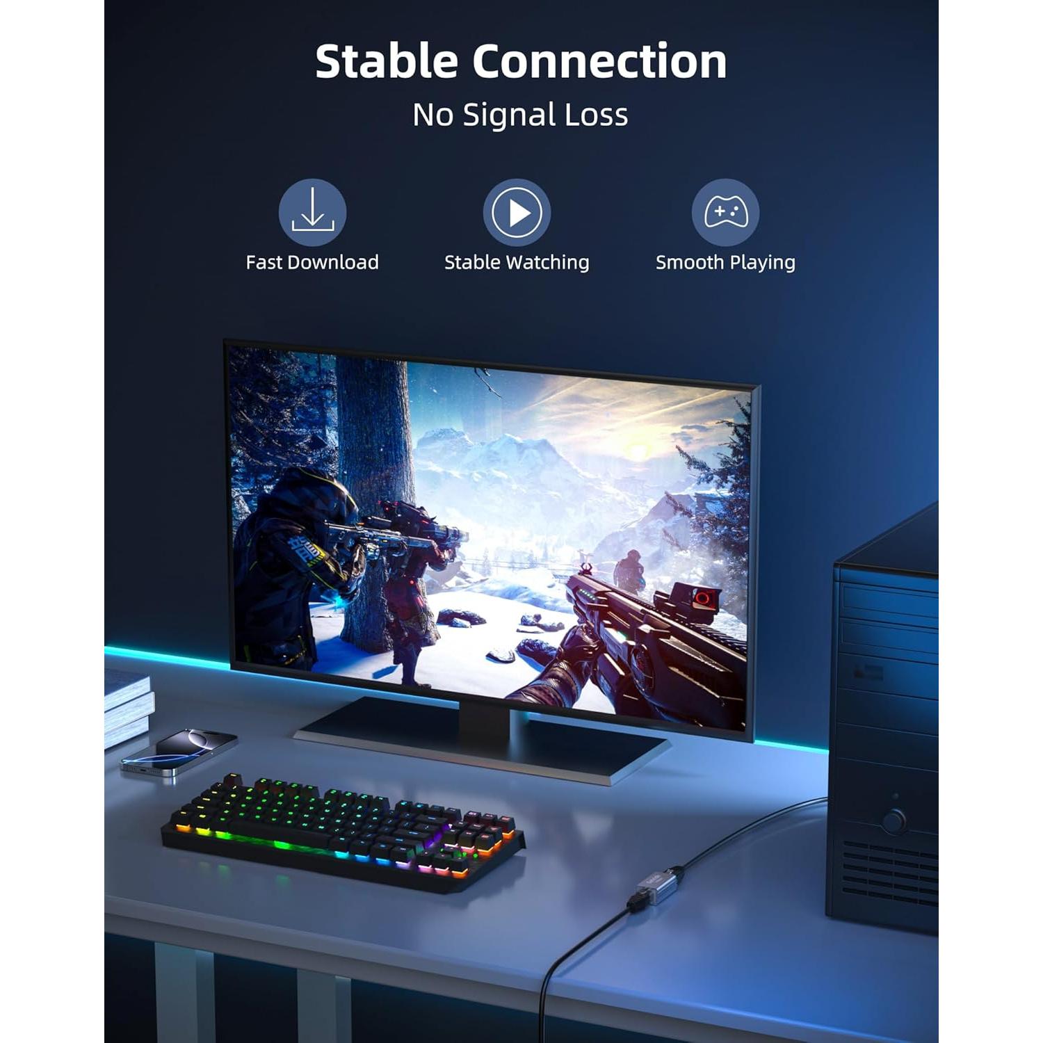 Acoplador Ethernet 10Gbps Getrish, Extensor RJ45 Femenino 2 Pzas