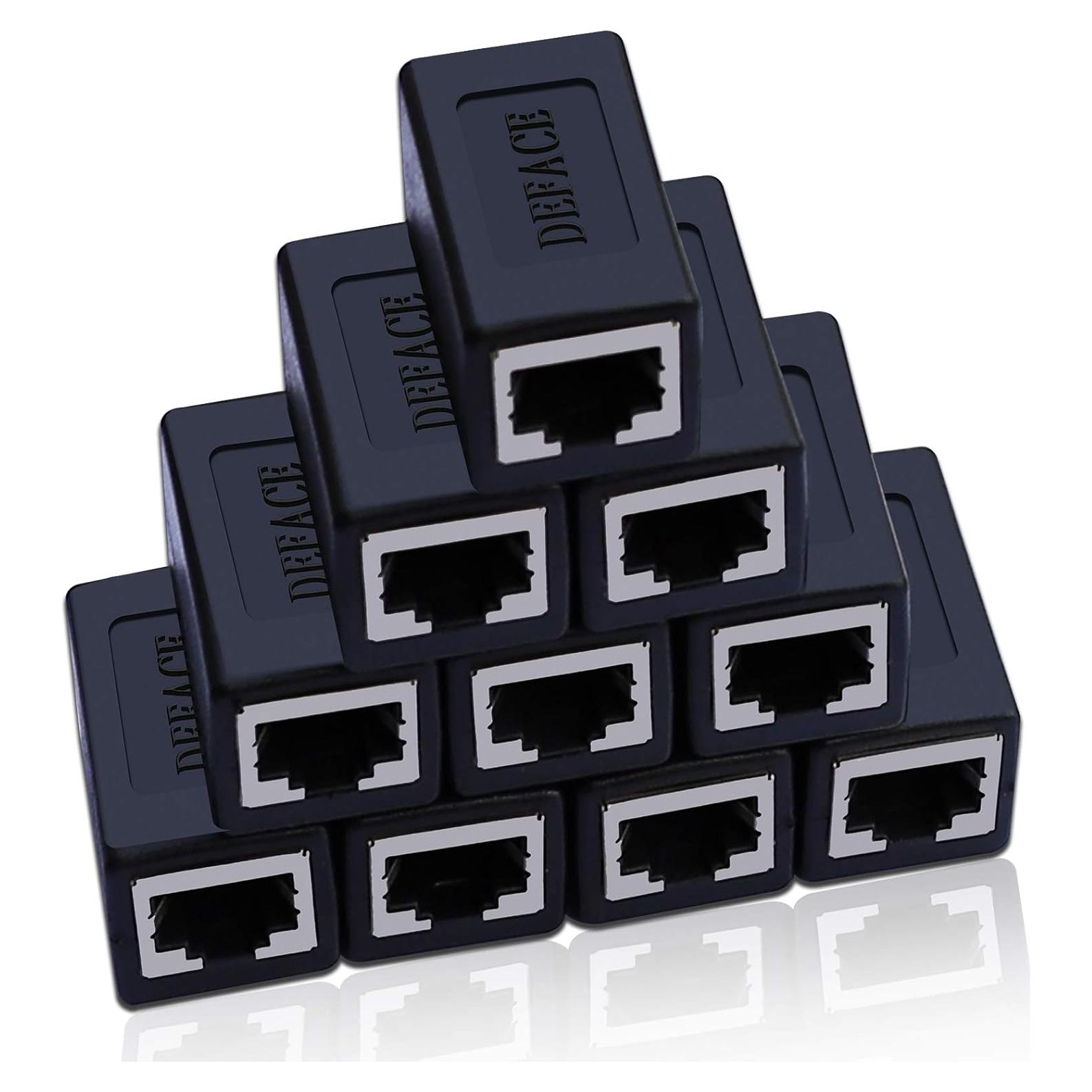 Acoplador RJ45 DEFACE Hembra a Hembra Cat8 Cat7 Cat6 10 Piezas