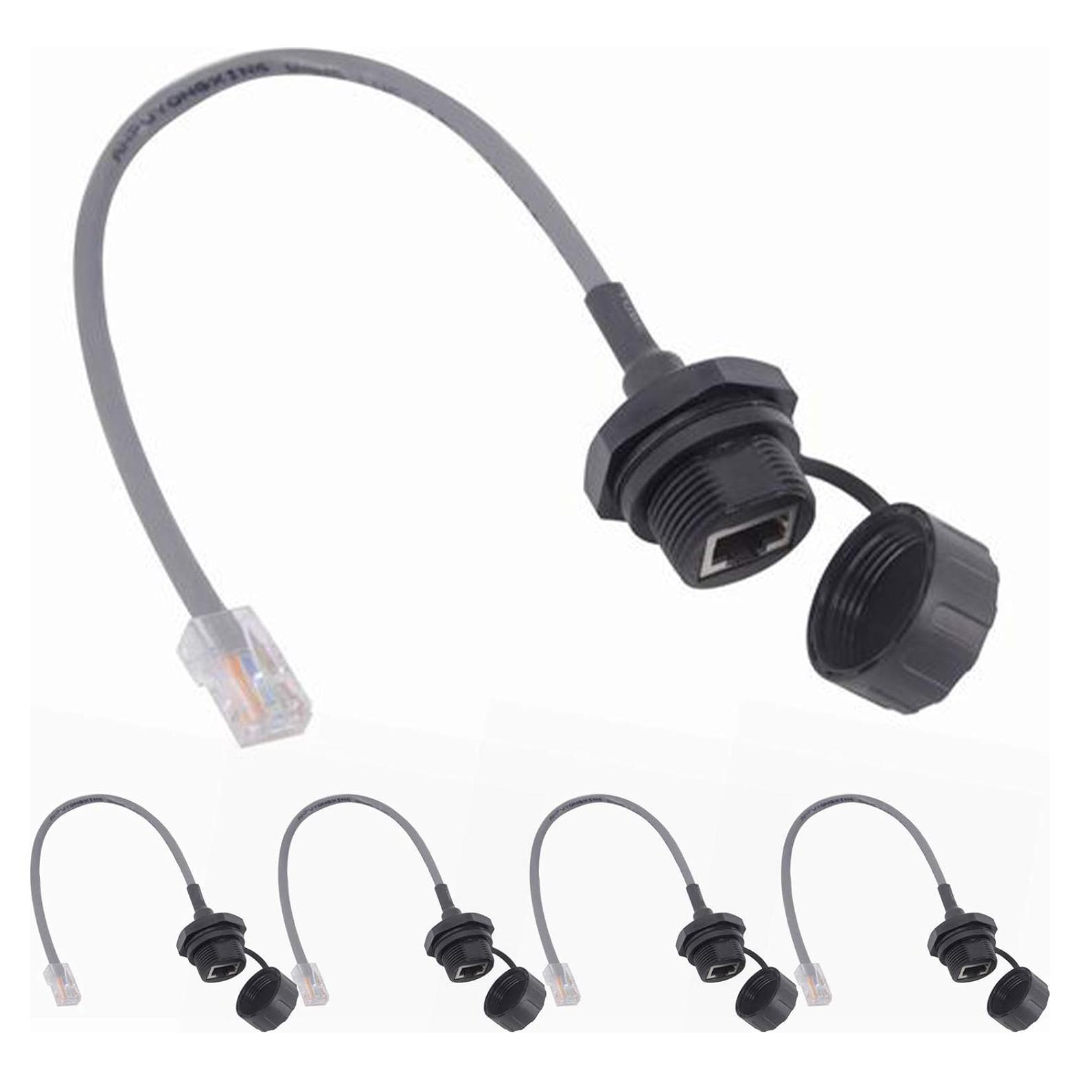 5 Conectores RJ45 Impermeables M25 Cat5e para Red Exterior