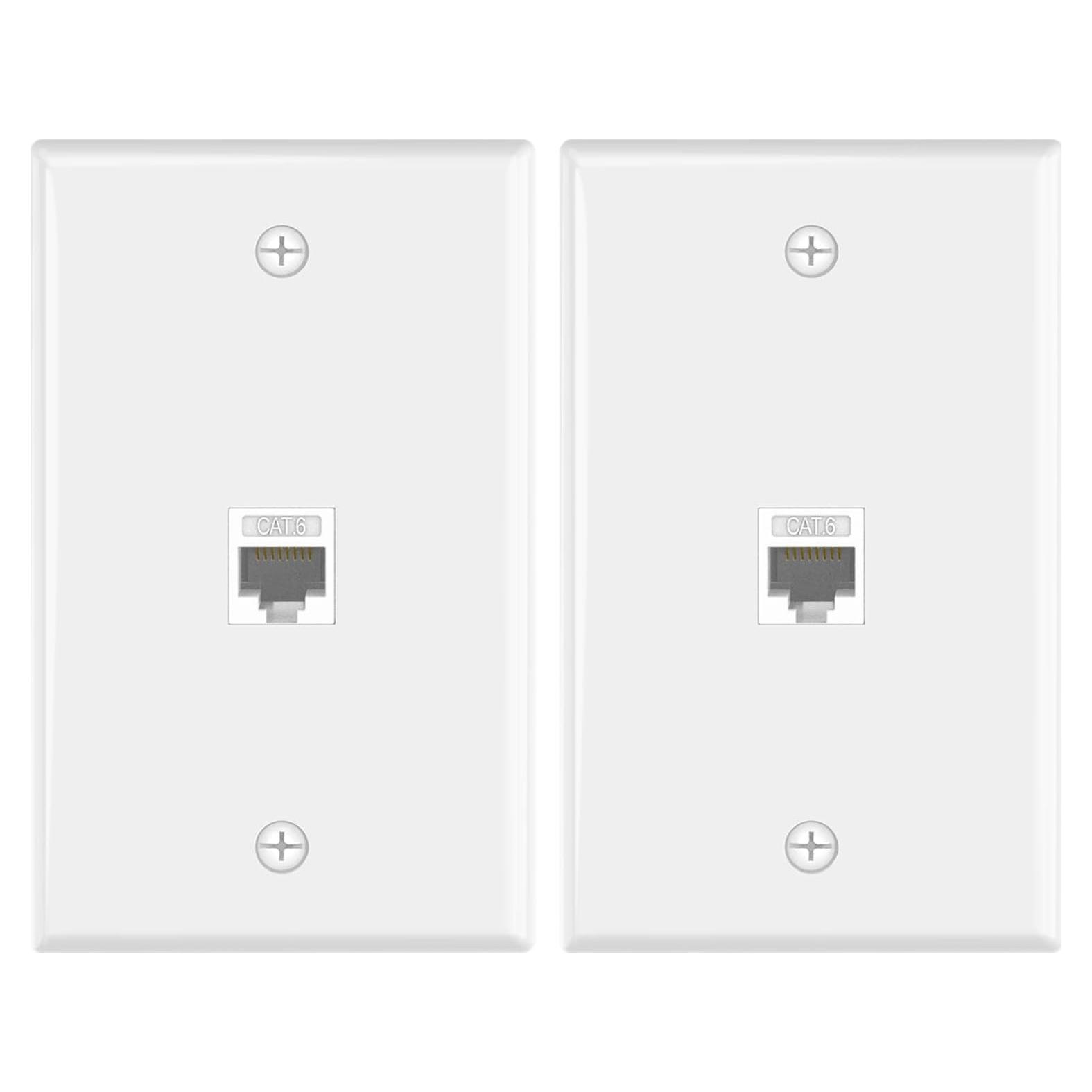 Placa de Pared Ethernet VCE Cat6 Hembrado 1 Puerto Blanca (2 Unidades)