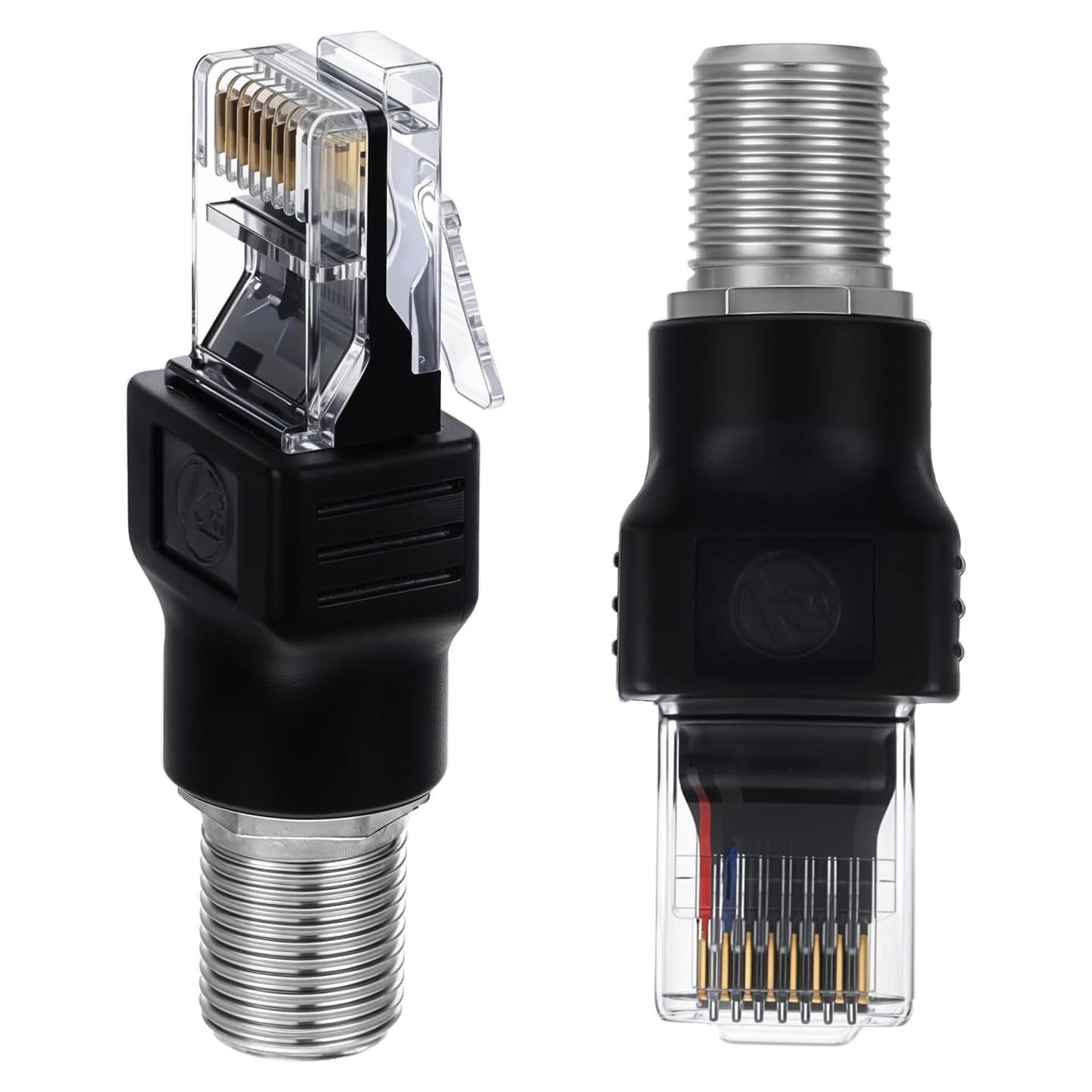 Adaptador Coaxial a Ethernet Alrhso F hembra a RJ45 macho 2 Pcs