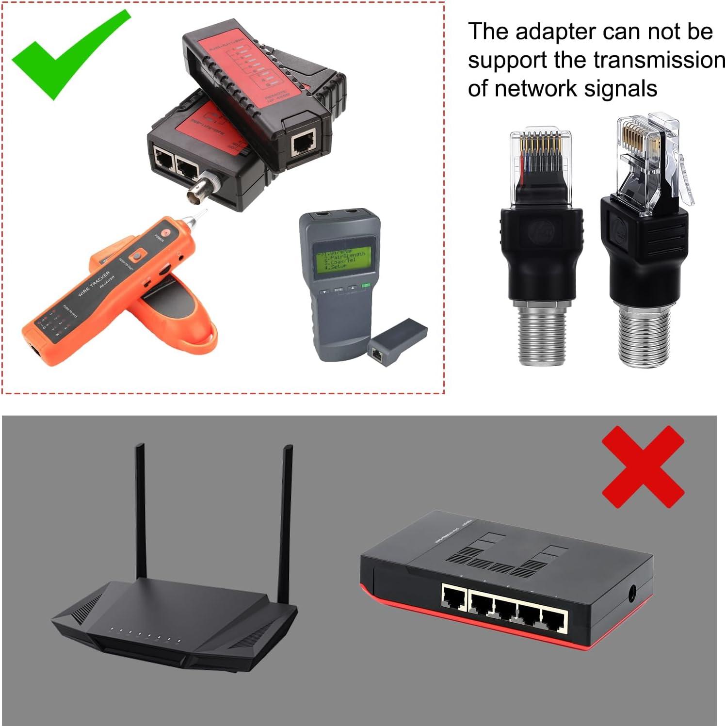 Adaptador Coaxial a Ethernet Alrhso F hembra a RJ45 macho 2 Pcs