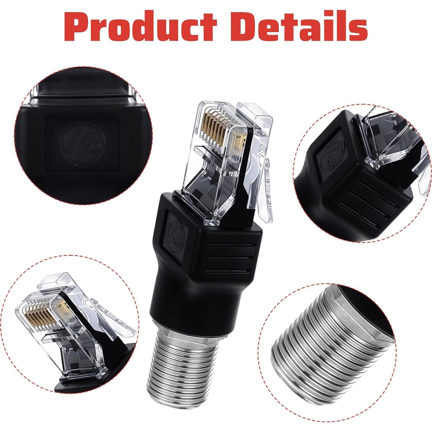 Adaptador Coaxial a Ethernet Alrhso F hembra a RJ45 macho 2 Pcs