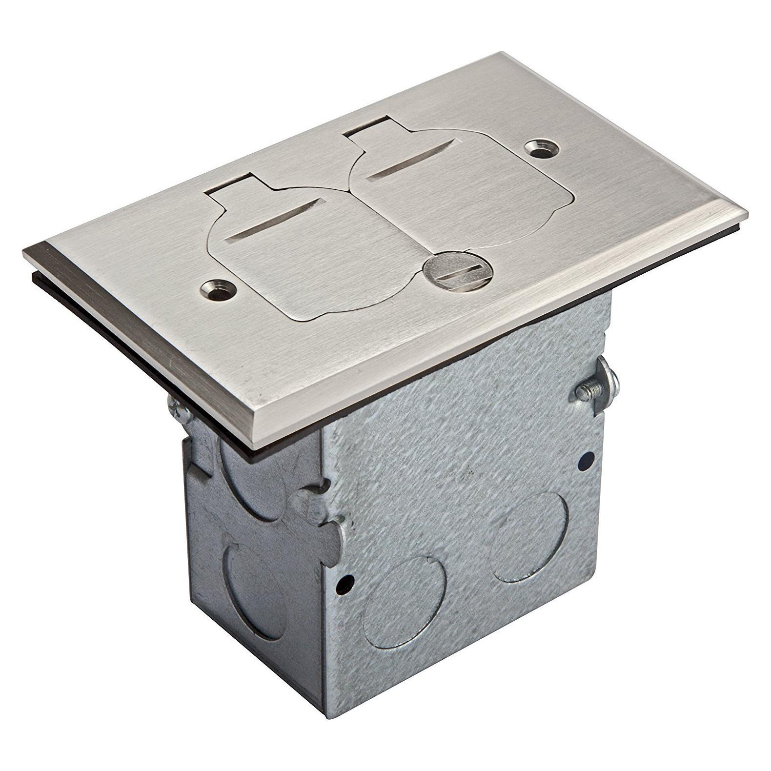 Kit Caja de Piso Enerlites Niquelado 20A Resistente Intemperie