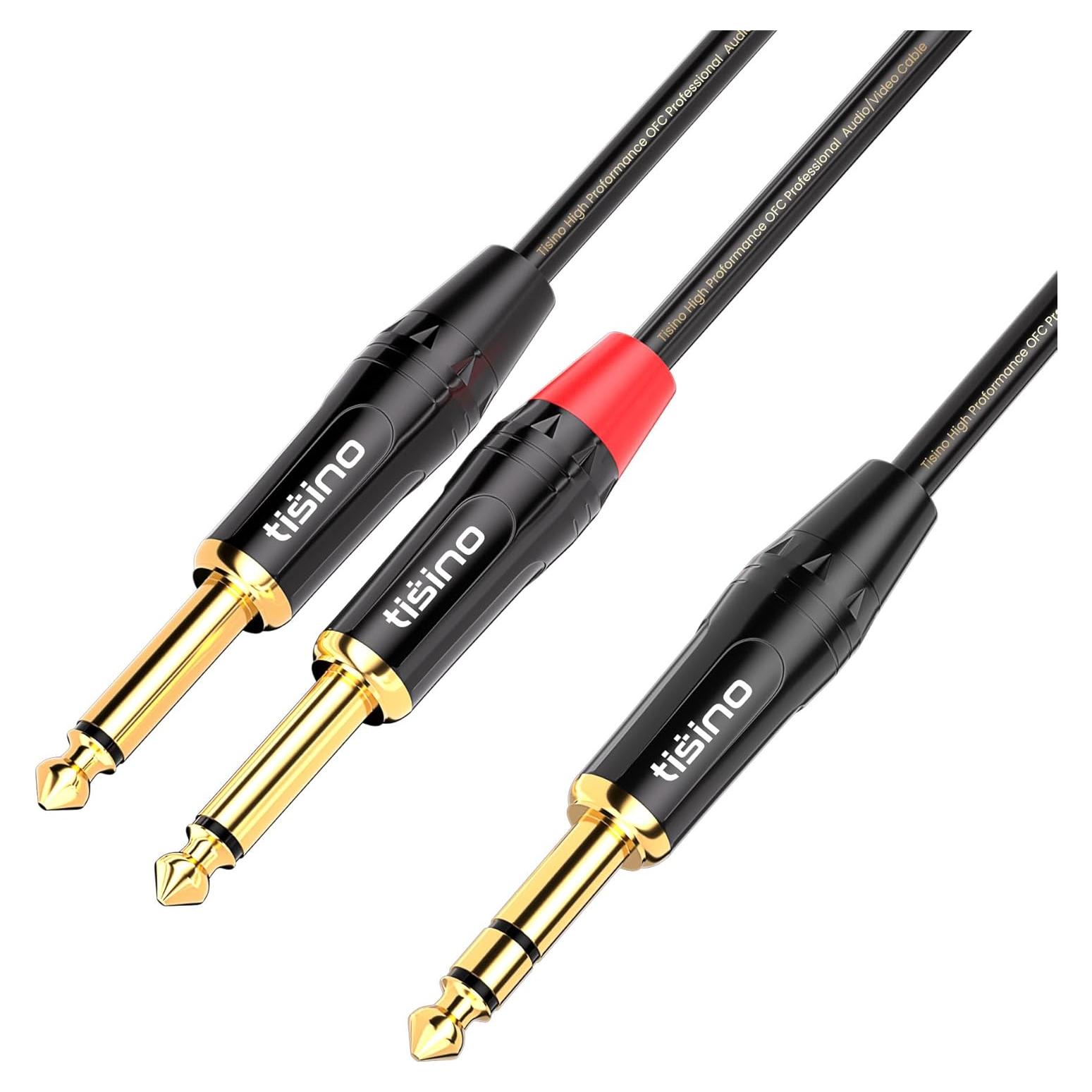 Cable estéreos TRS 1/4 a doble mono TS 1/4 - 1 metro tisino