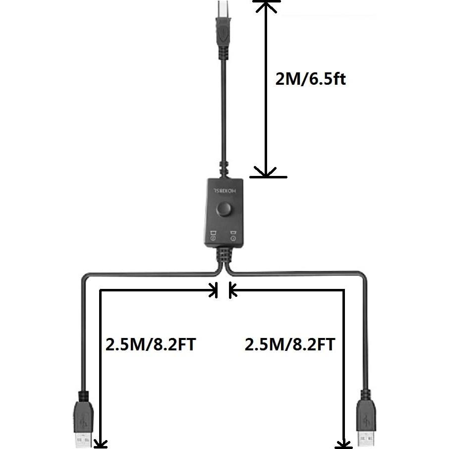 Cable Divisor USB 2 en 1 HOXIBSL 4.5M con Interruptor