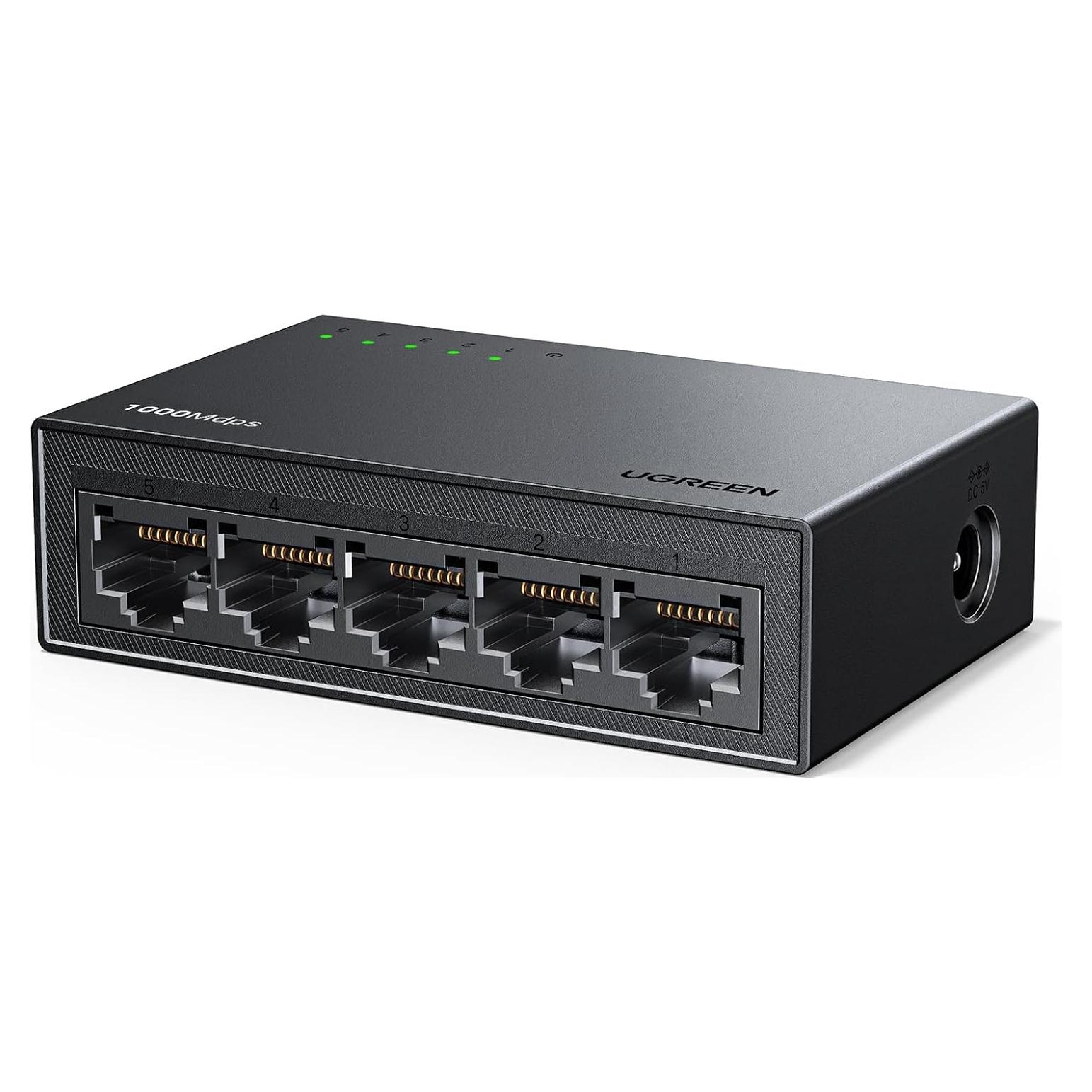 Interruptor Ethernet UGREEN 5 Puertos Gigabit RJ45 Plug & Play