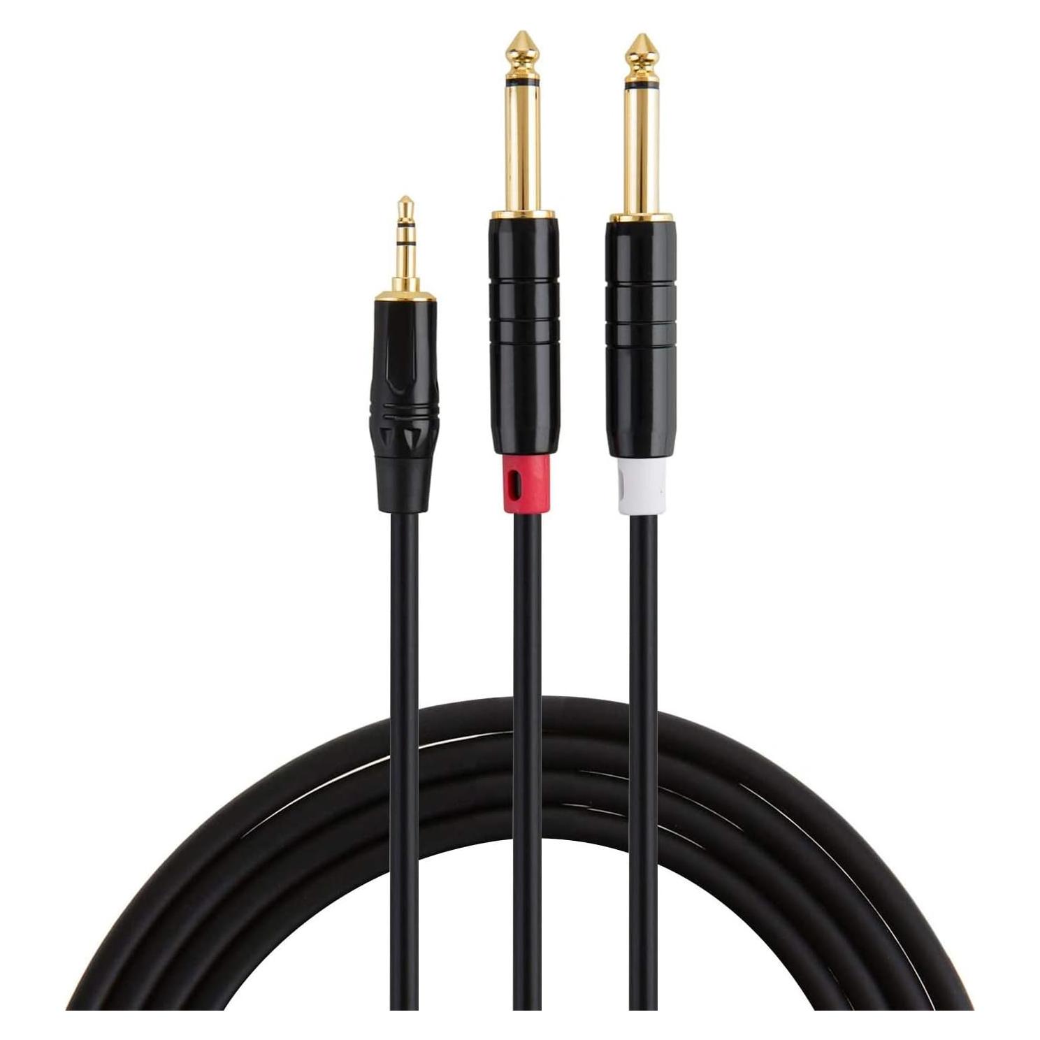 Cable AUX 3.5mm a 2 x 6.35mm CableCreation 3 Metros Negro