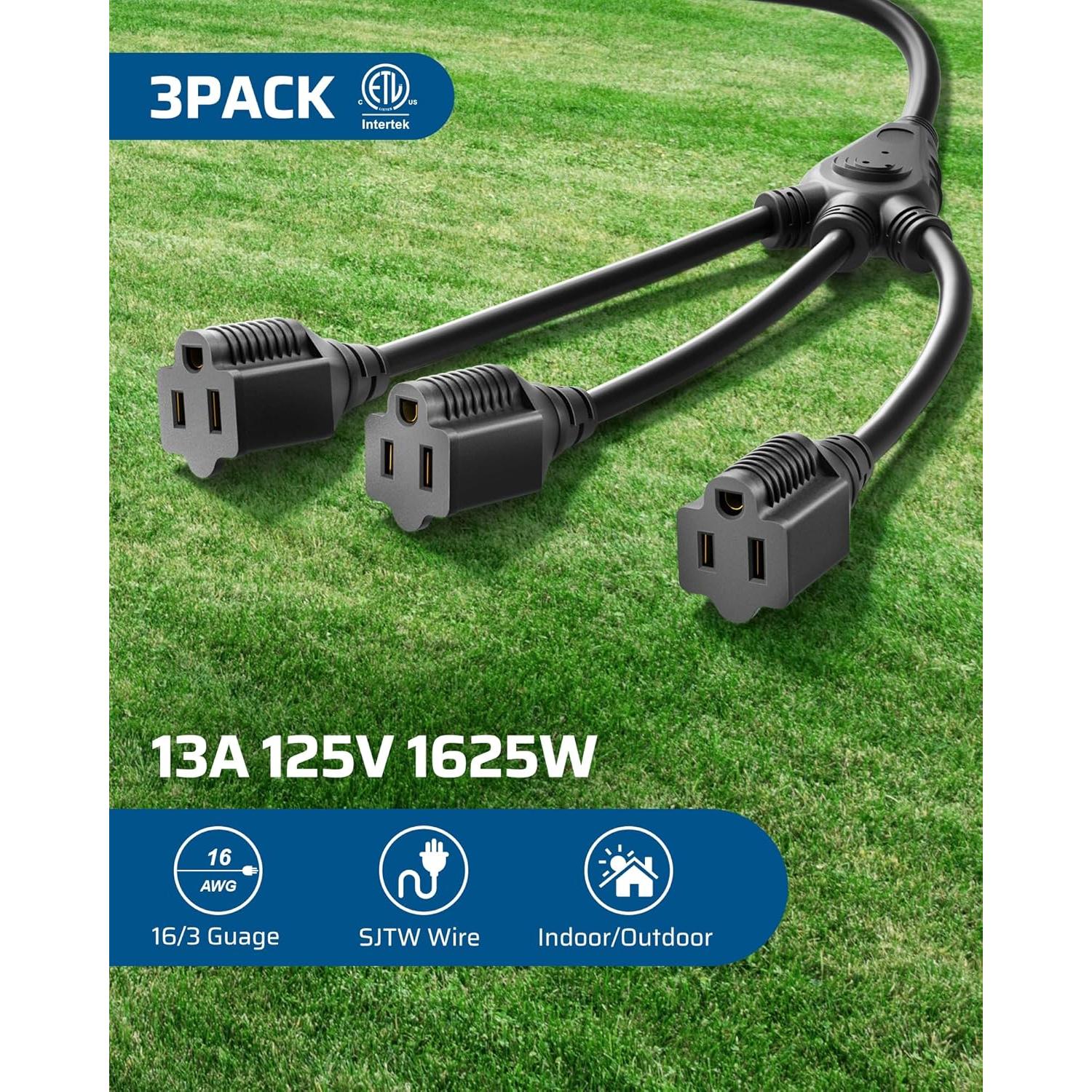 Divisor de Cable de Energía 1 a 3 Dewenwils 45.72 cm Negro