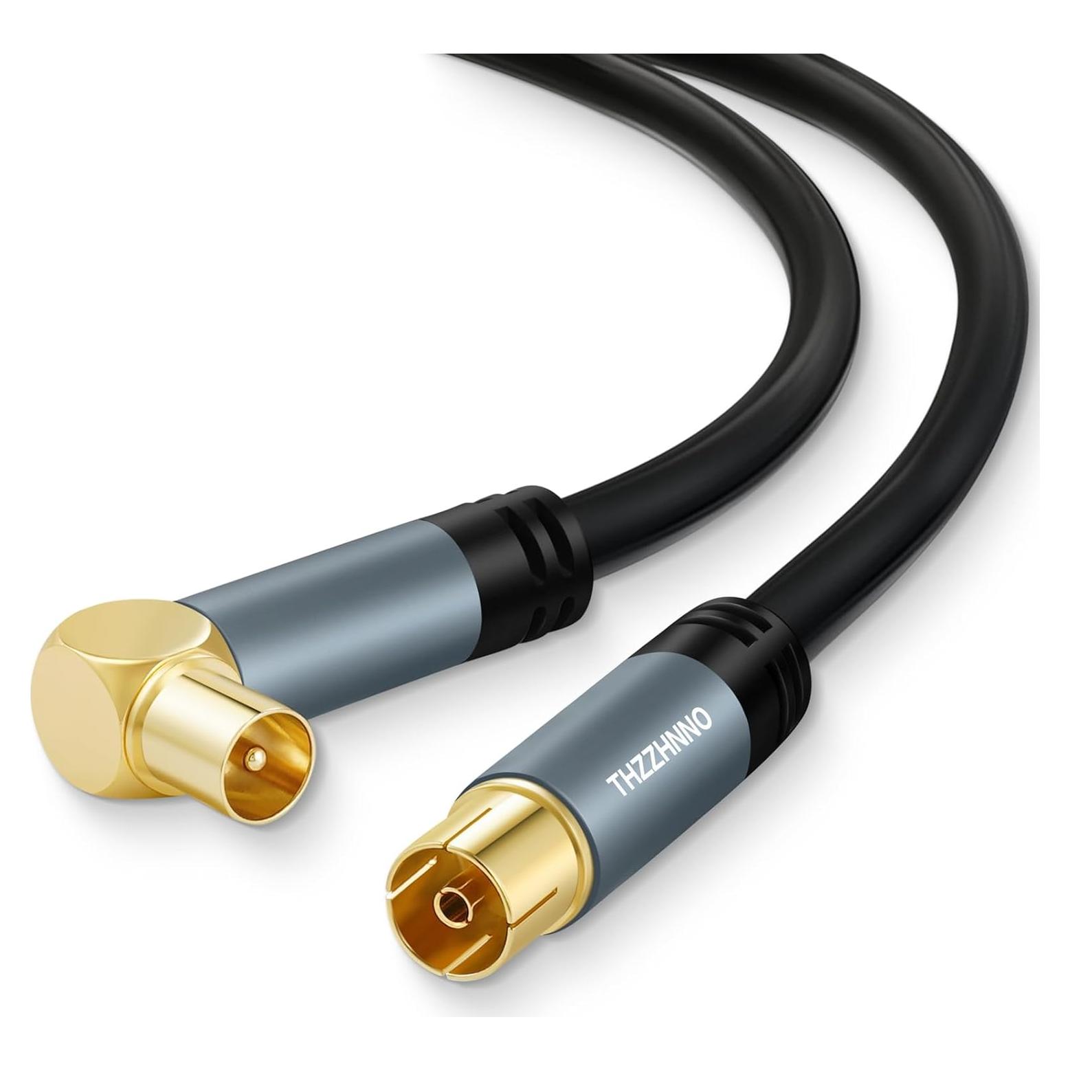 Cable Coaxial RG6 1.0M Zhongben con Conector 90 Grados HDTV