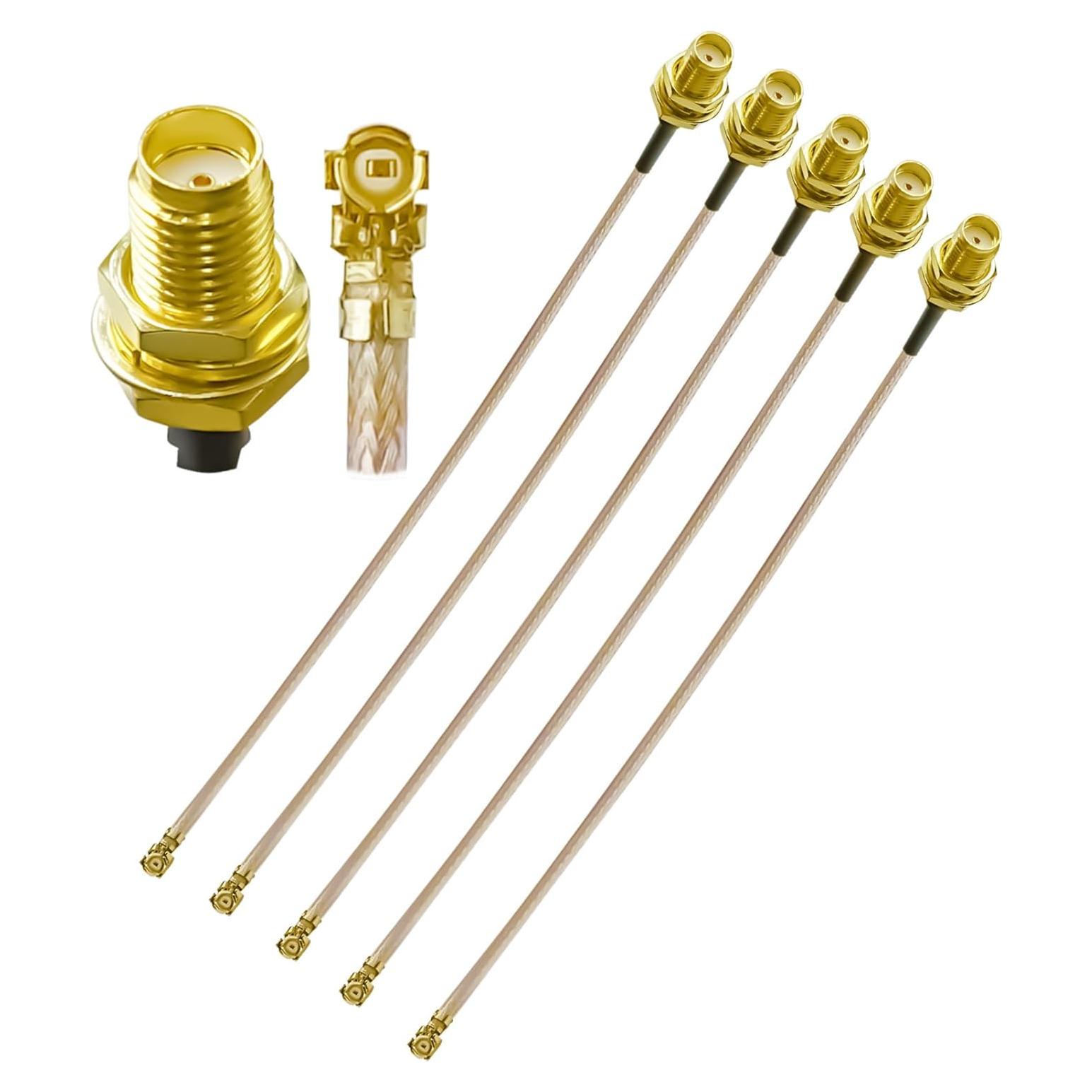 5 Cables Coaxiales RG178 SMA Hembra a UFL 10cm Ahoaepy