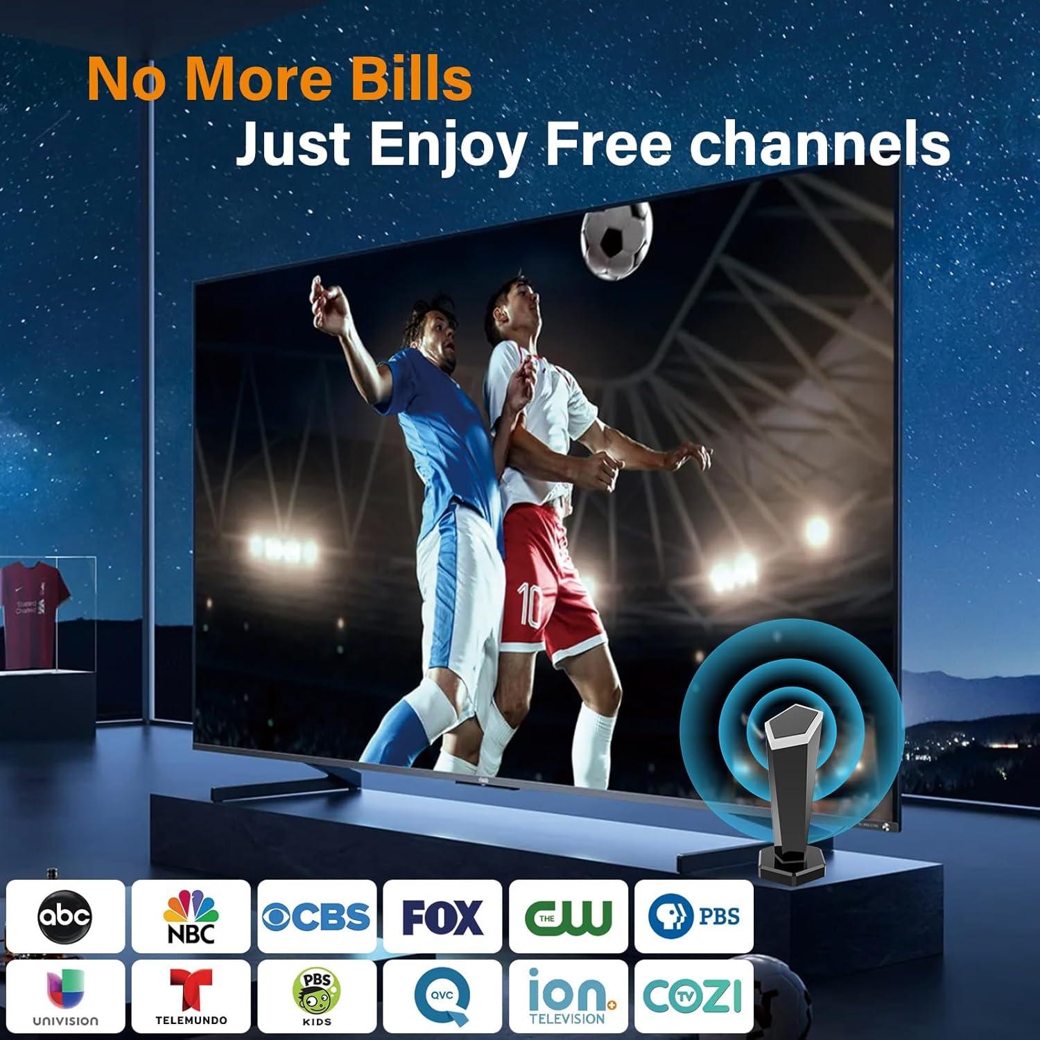 Antena de TV Digital HD QGClearSO 643 km 4K 1080P Fácil Instalación