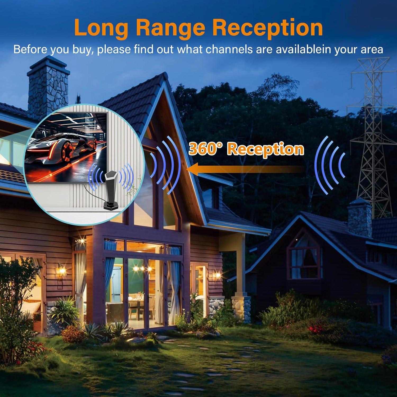 Antena de TV Digital HD QGClearSO 643 km 4K 1080P Fácil Instalación