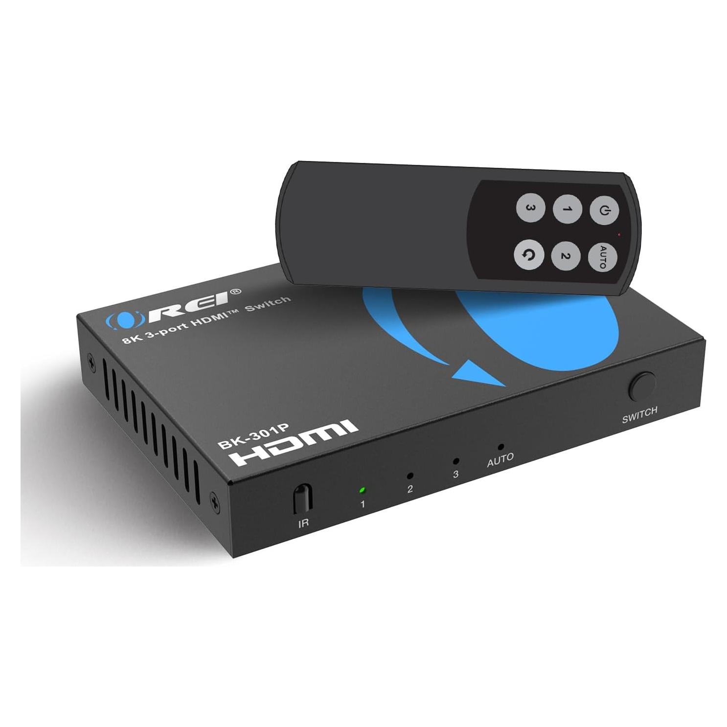 Interruptor HDMI OREI 8K 60Hz 4K 120Hz con Control Remoto