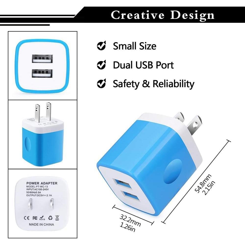Cargador de Pared USB 2 Puertos 2.1A Shenzhen Putuo - Paquete de 5