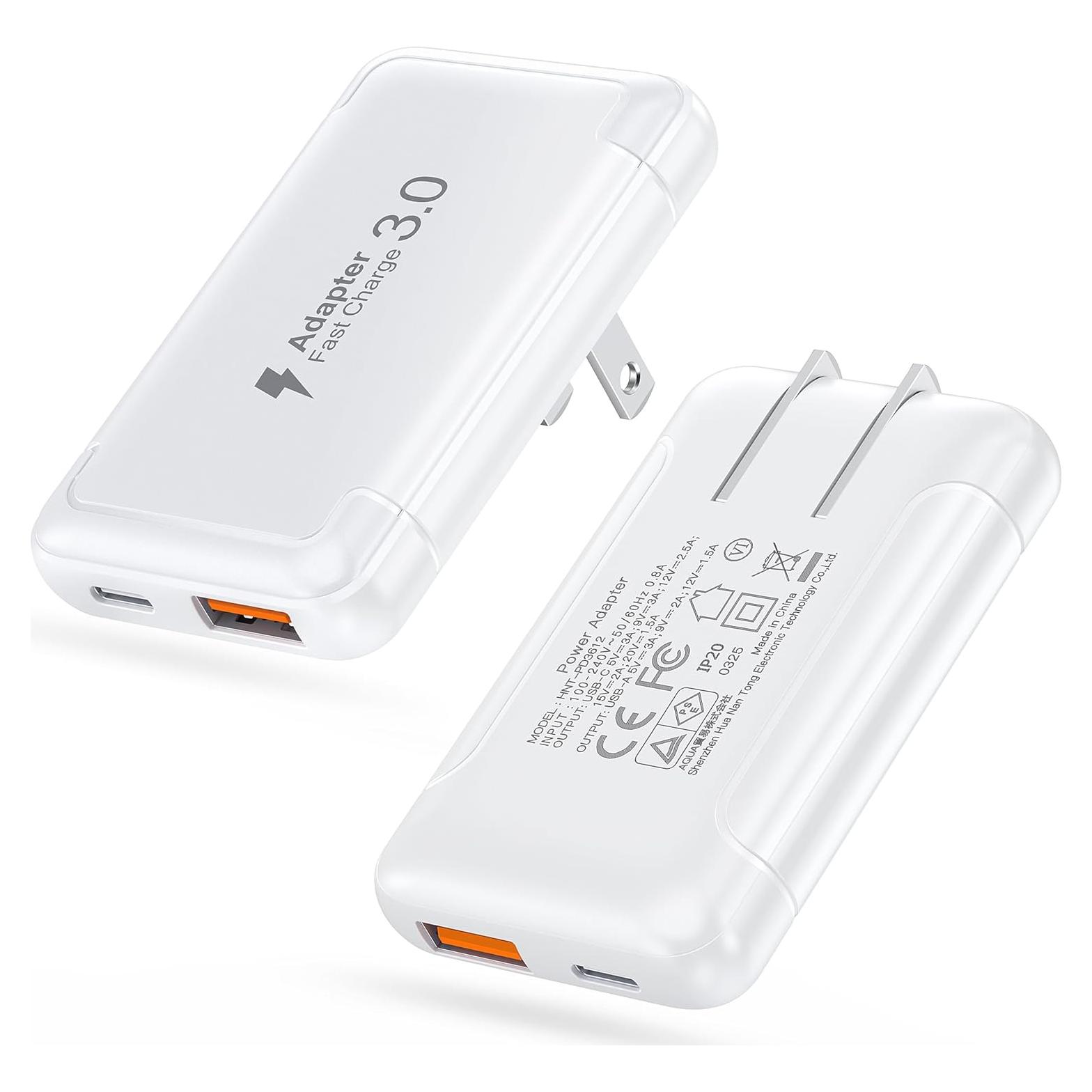 Cargador de pared USB C 50W Qwinjwin 2 Puertos Carga Rápida