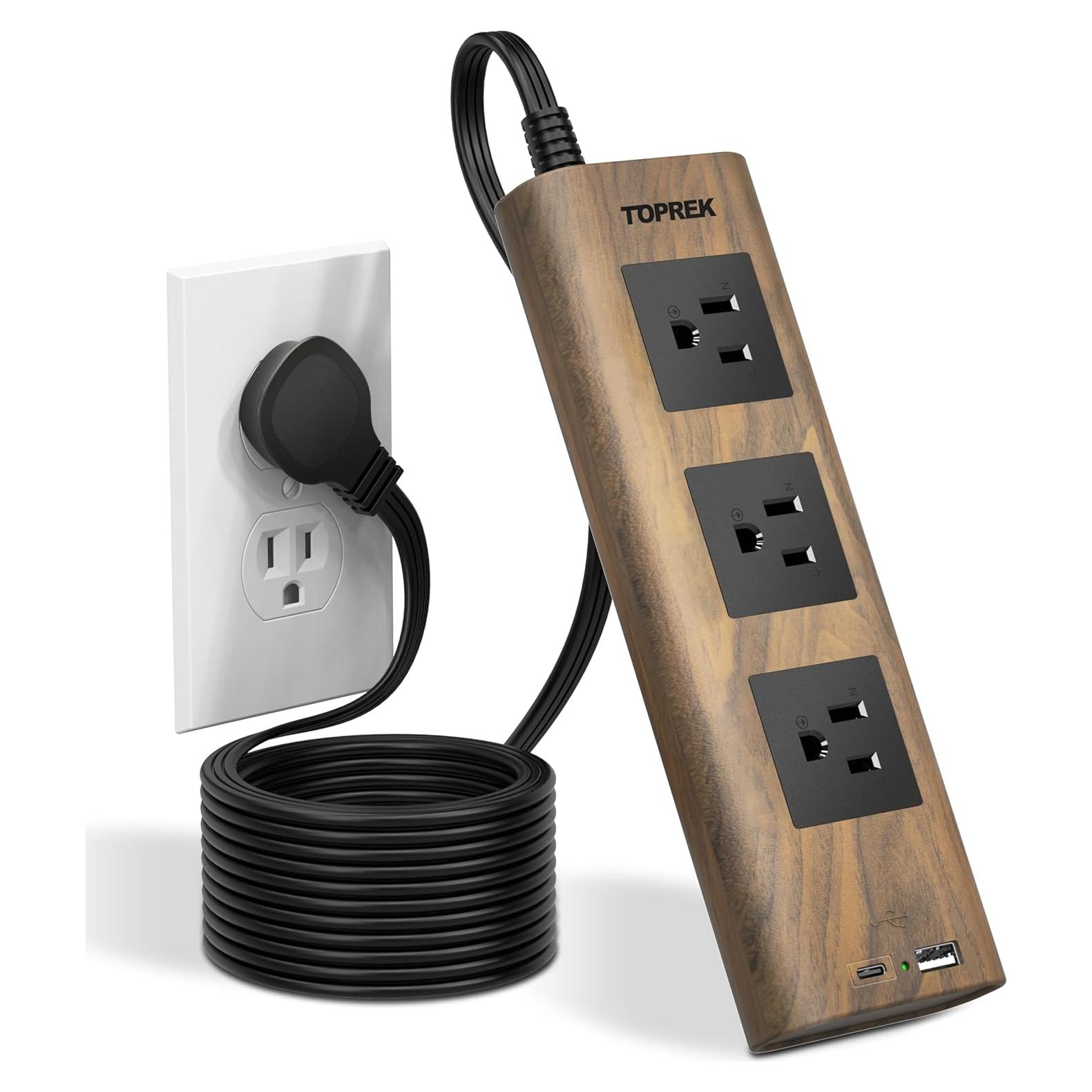 Regleta de Alimentación TOPREK con USB-C y USB-A 10 pies