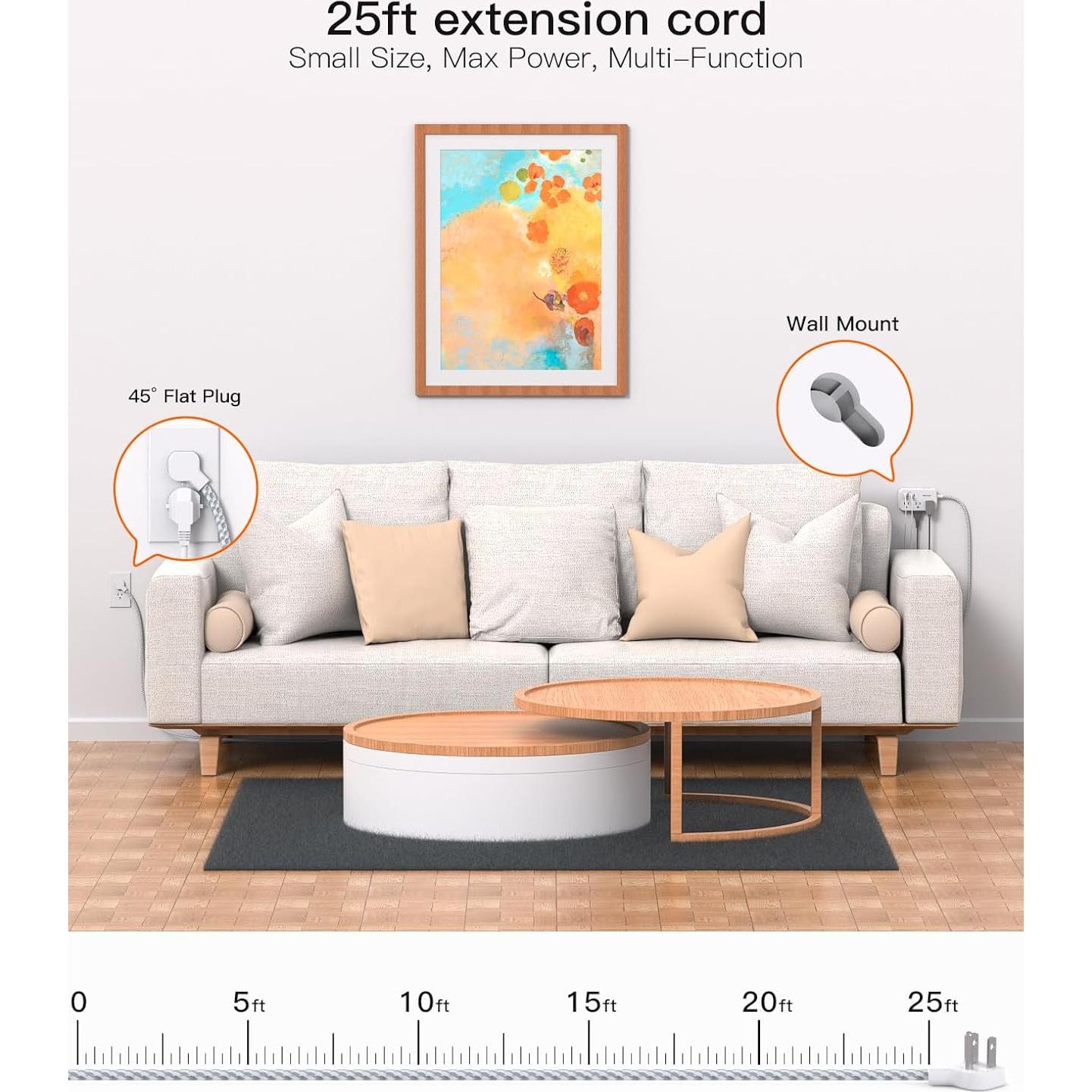 Regleta de Enchufes BESHON 7.62m con 6 Salidas y 4 USB