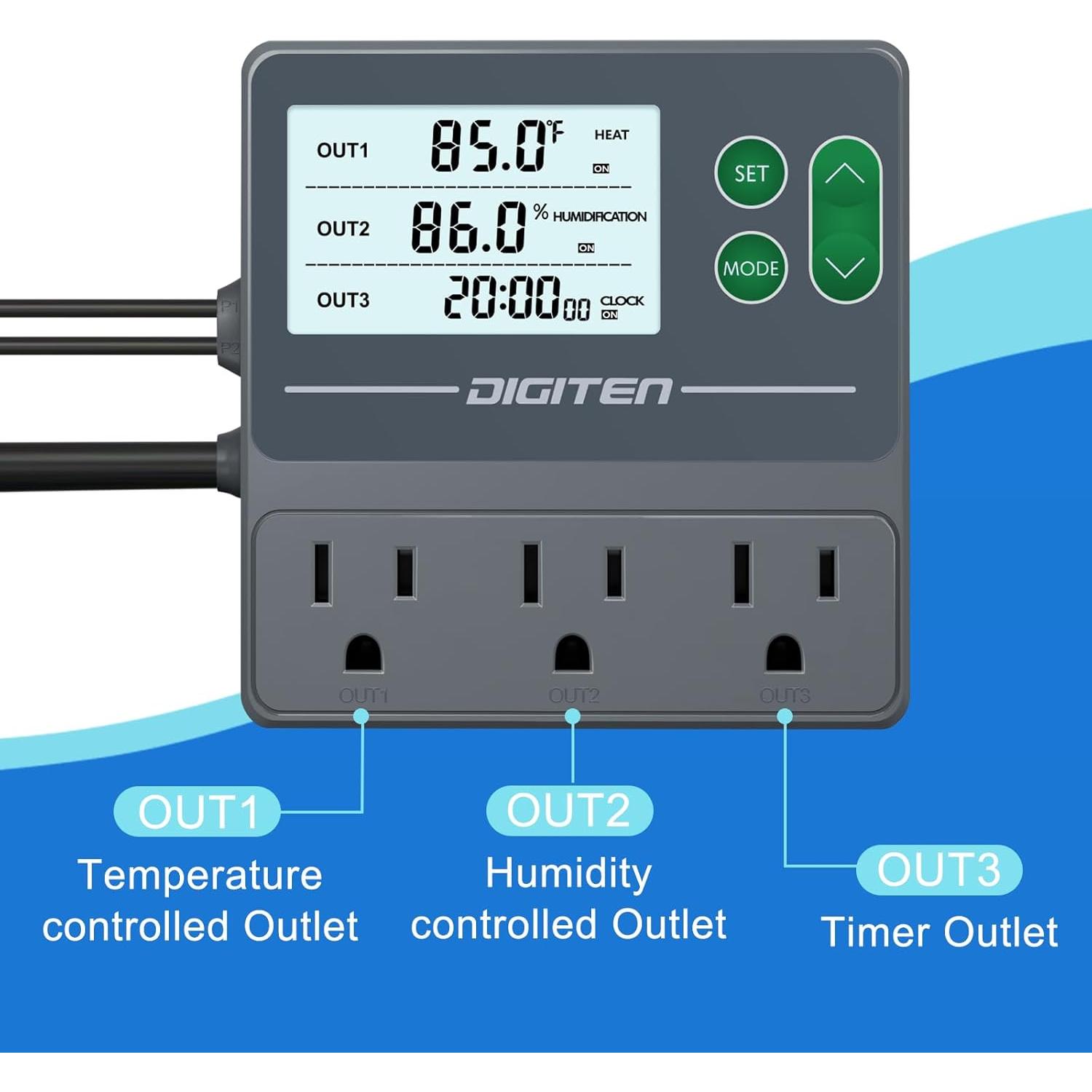 Controlador de Temperatura y Humedad DIGITEN THT1032 - Doble Sonda