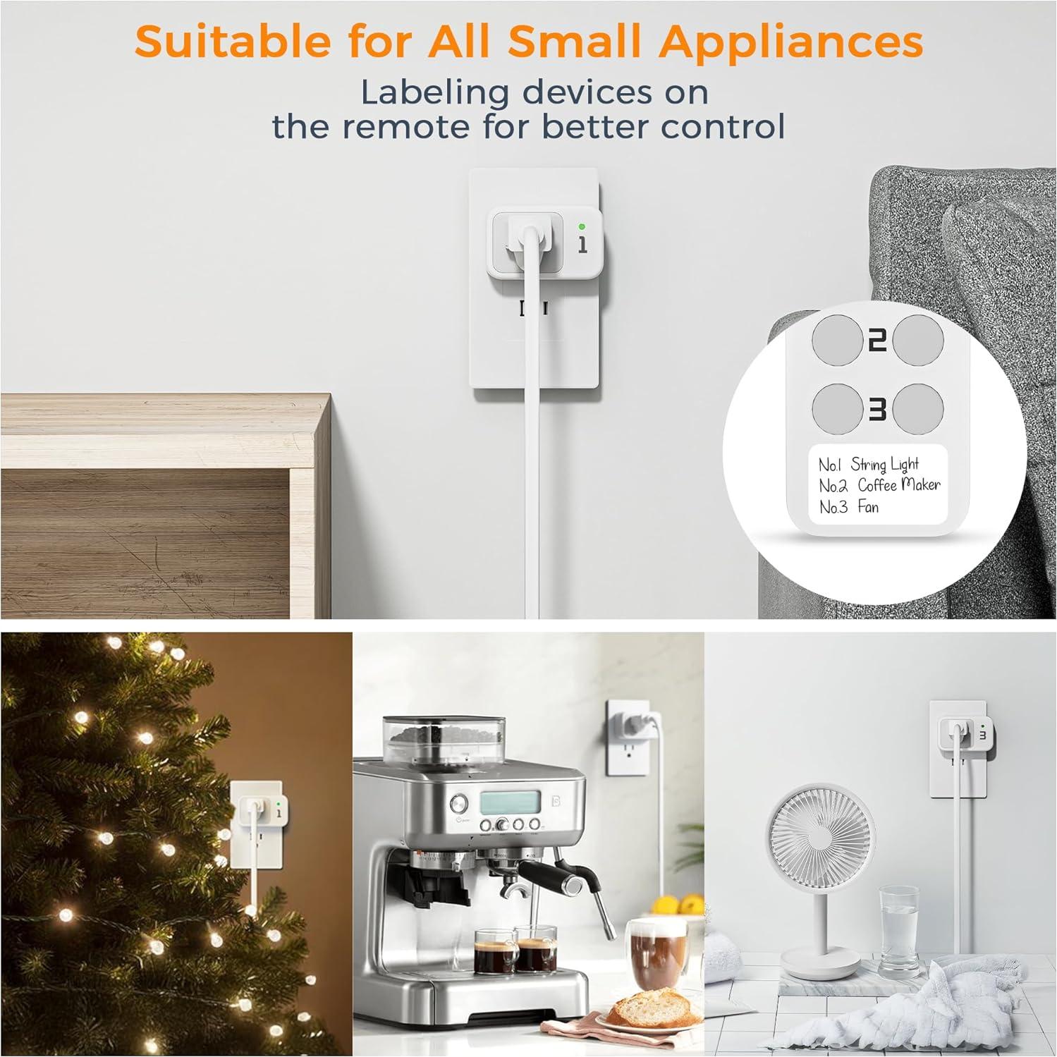 Enchufe de Control Remoto TESSAN 3 Enchufes 1250W Blanco