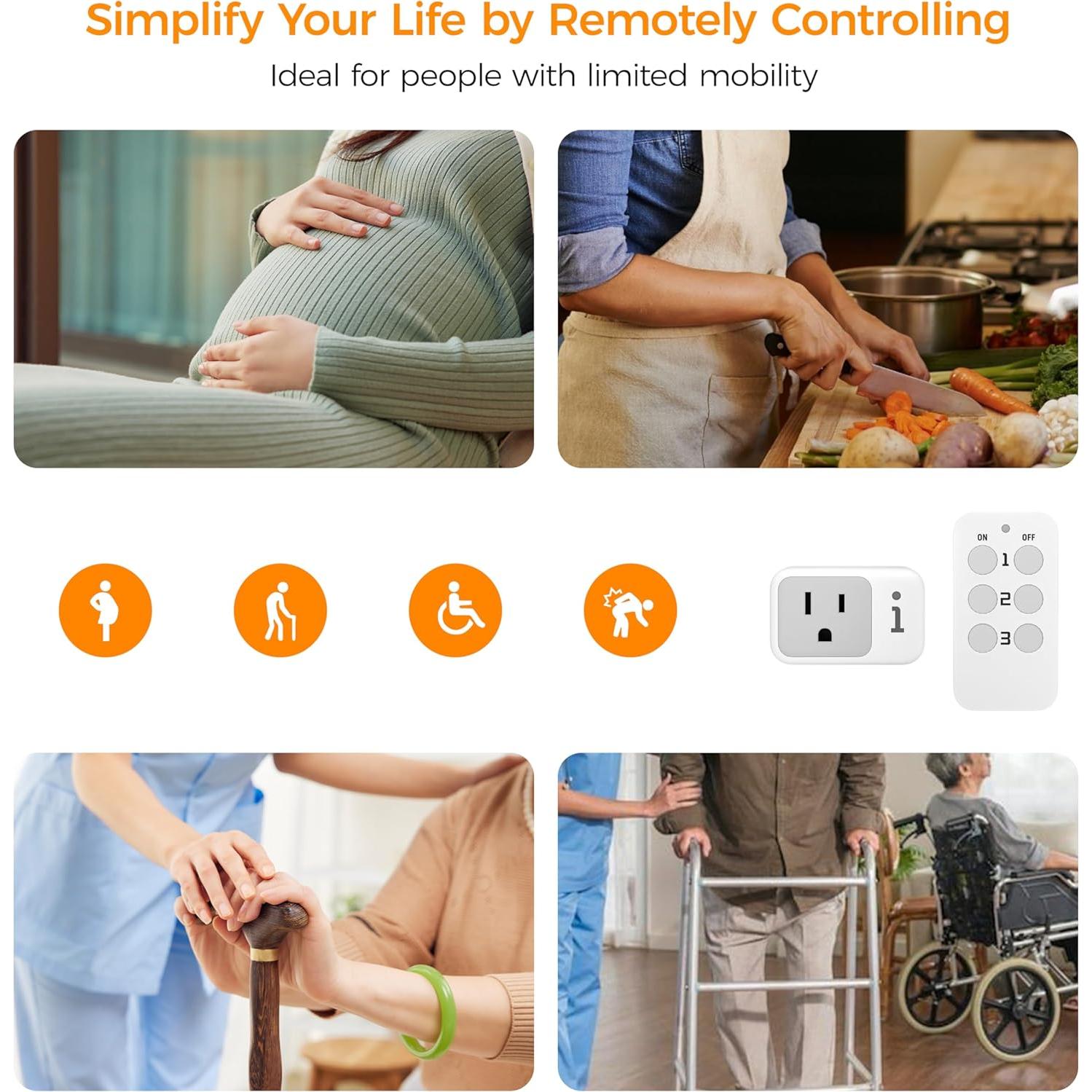 Enchufe de Control Remoto TESSAN 3 Enchufes 1250W Blanco