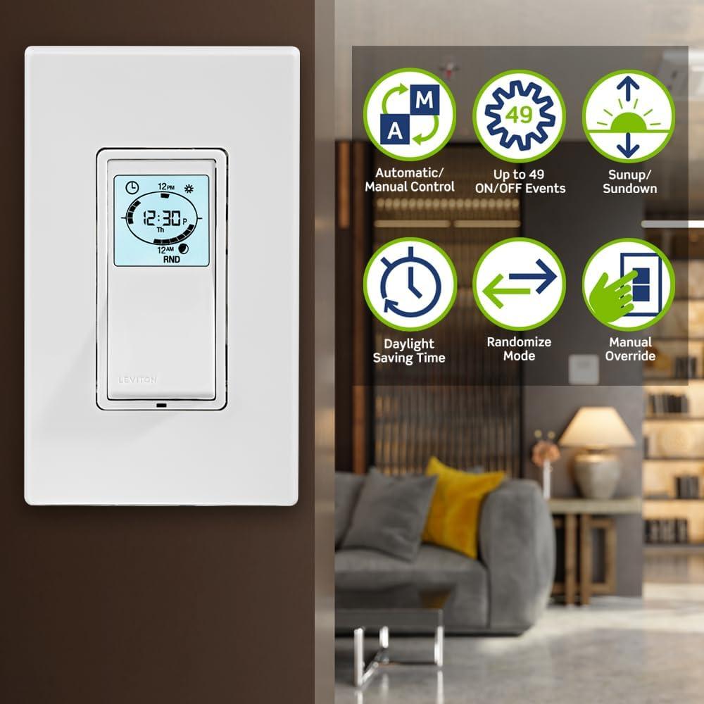 Interruptor Programable Astronómico Leviton VPT24-1PZ Blanco