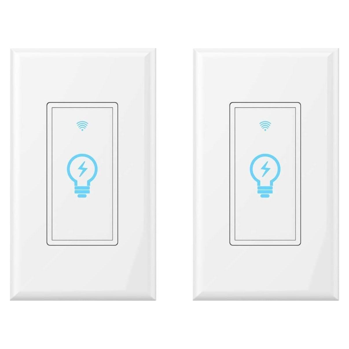 Interruptor de Luz Inteligente Micmi, Control Remoto WiFi, 2 Pzas