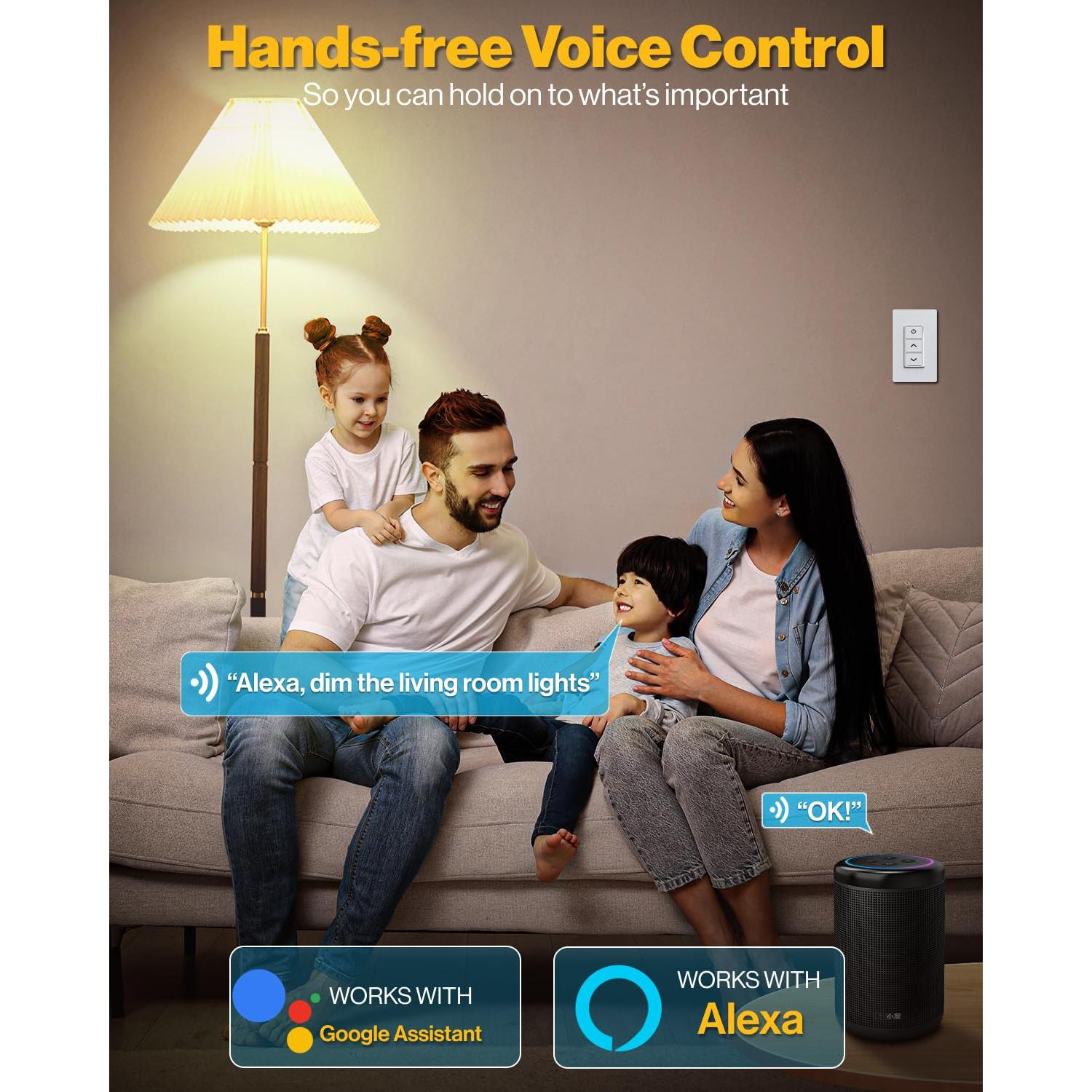 Interruptor Regulador Inteligente Sunco 120V Doble Palanca WiFi