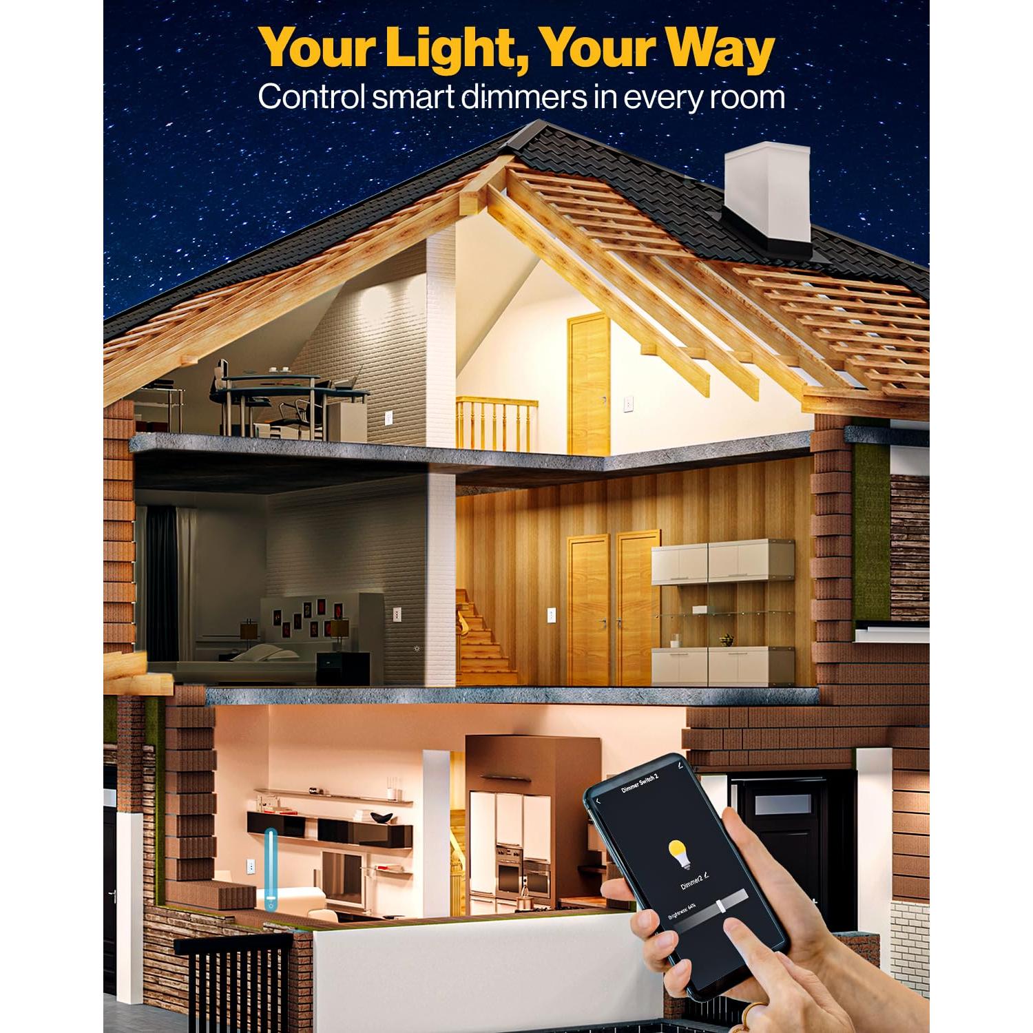 Interruptor Regulador Inteligente Sunco 120V Doble Palanca WiFi