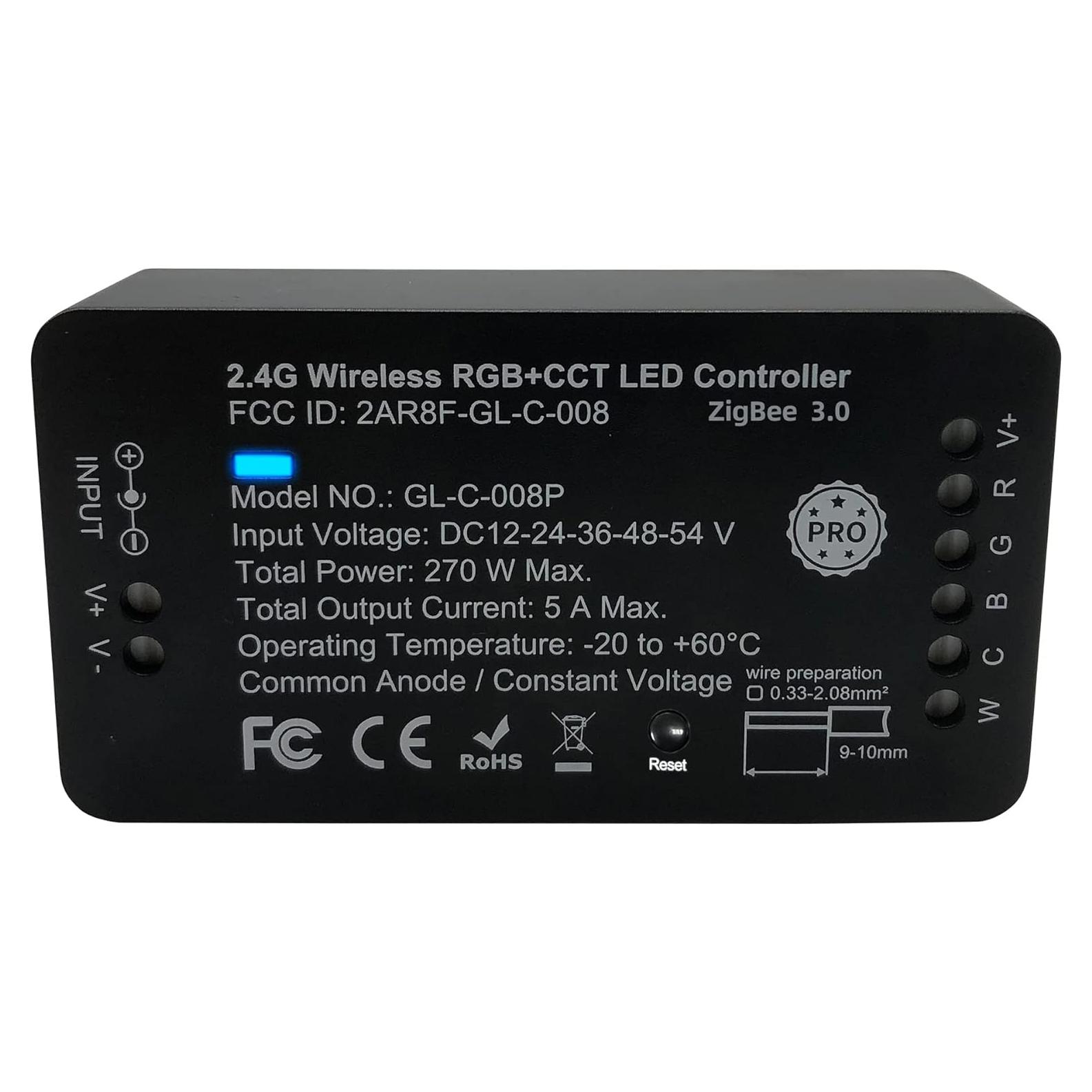 Controlador LED ZigBee GLEDOPTO Pro RGBW 12-54V 5A