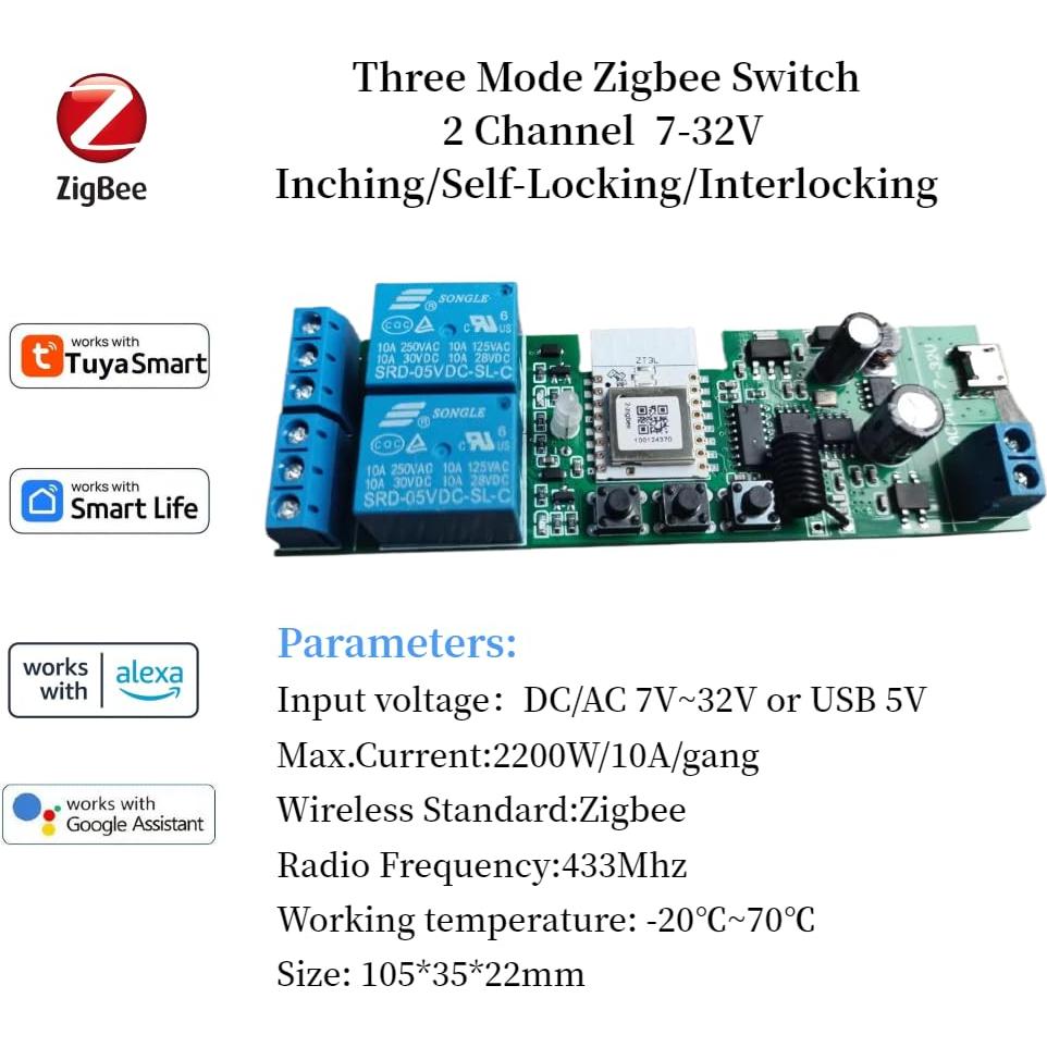 Interruptor Inteligente ZigBee Baolan 2 Canales 5V 12V 24V