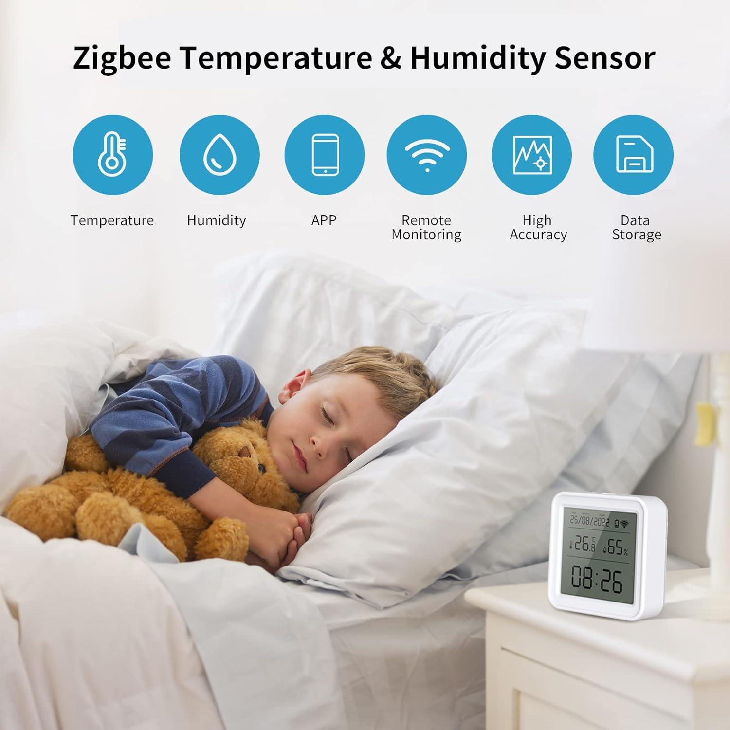 Sensor de Temperatura y Humedad eMylo Zigbee, Compatible con Alexa