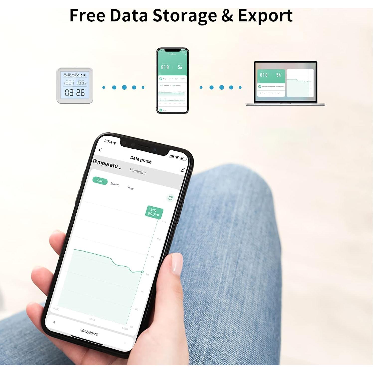 Sensor de Temperatura y Humedad eMylo Zigbee, Compatible con Alexa