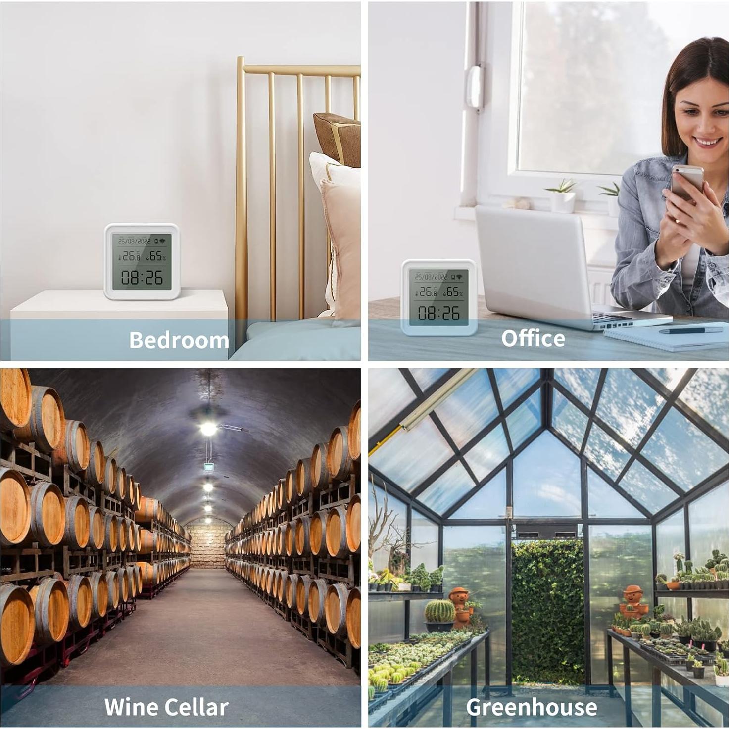 Sensor de Temperatura y Humedad eMylo Zigbee, Compatible con Alexa