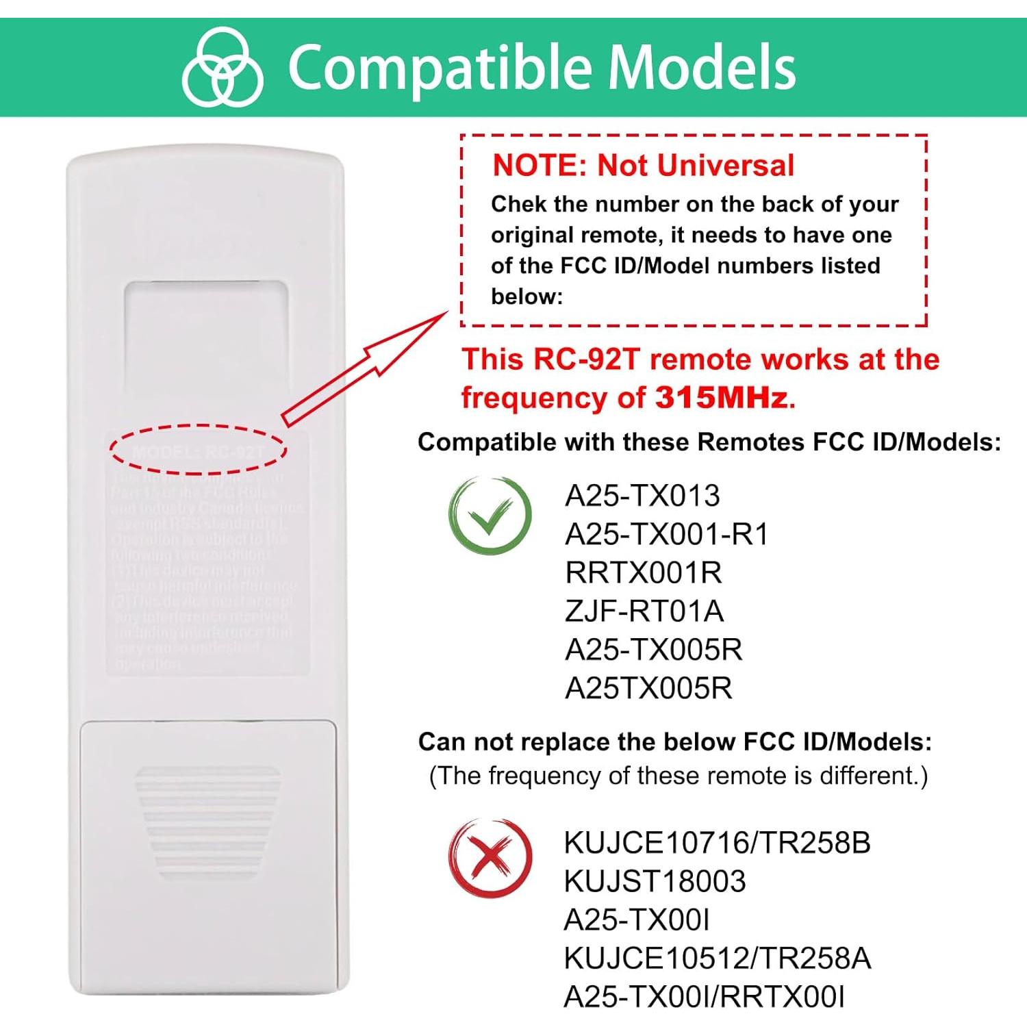 Control Remoto para Ventilador de Techo Harbor Breeze RC-92T