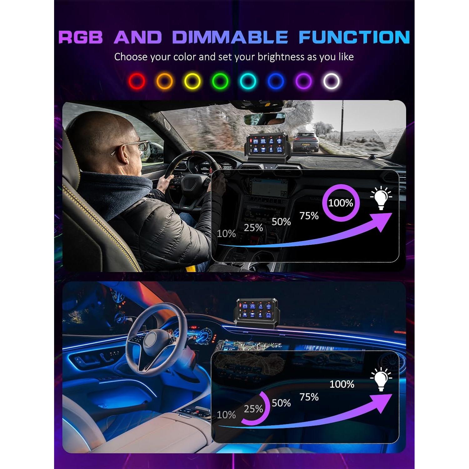 Panel de Interruptores Inalámbrico Chelhead 12V 8 Gang RGB Impermeable